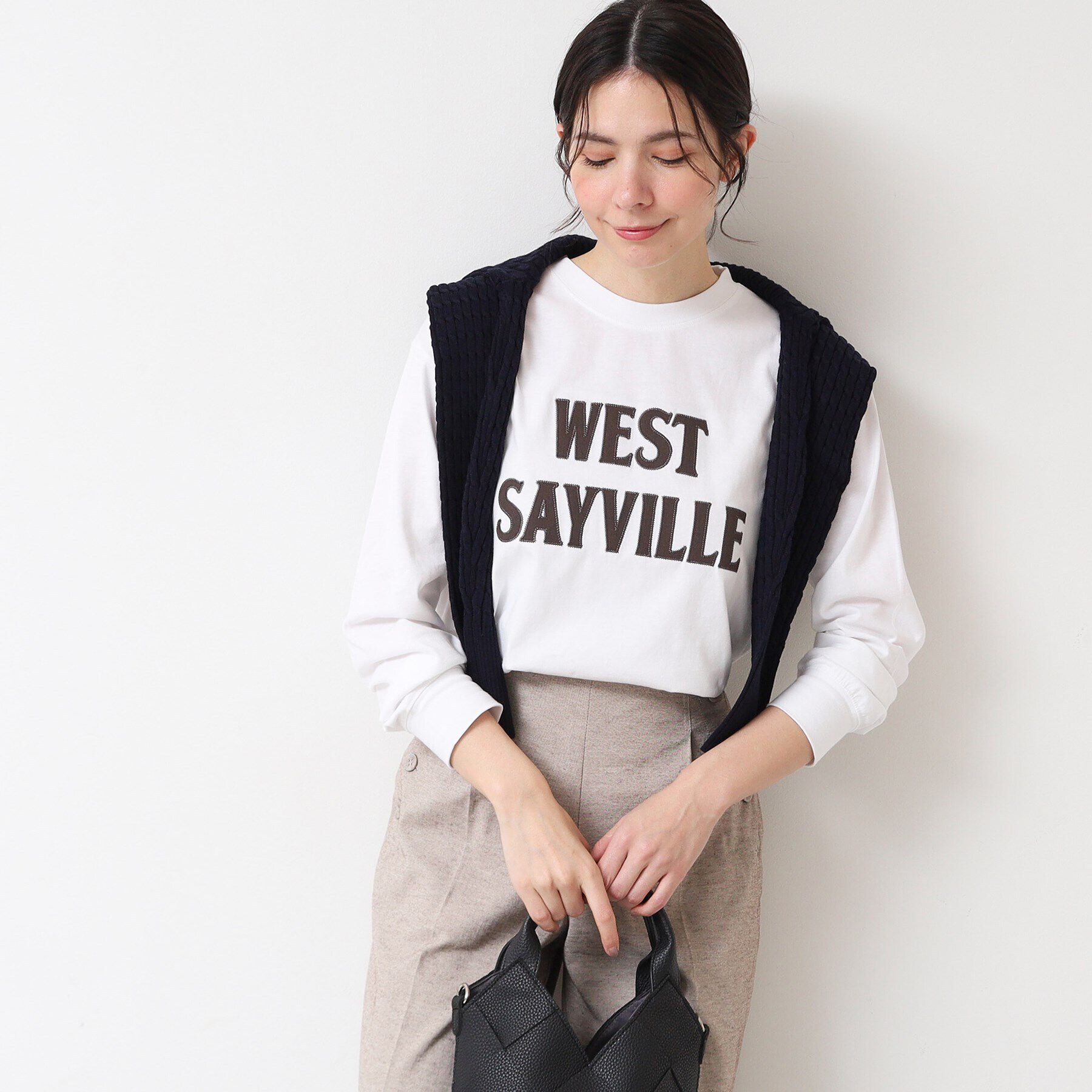 Dessin「【ユニセックス・洗える】ロングスリーブロゴTシャツ」|Tシャツ・カットソー|ホワイト(001)