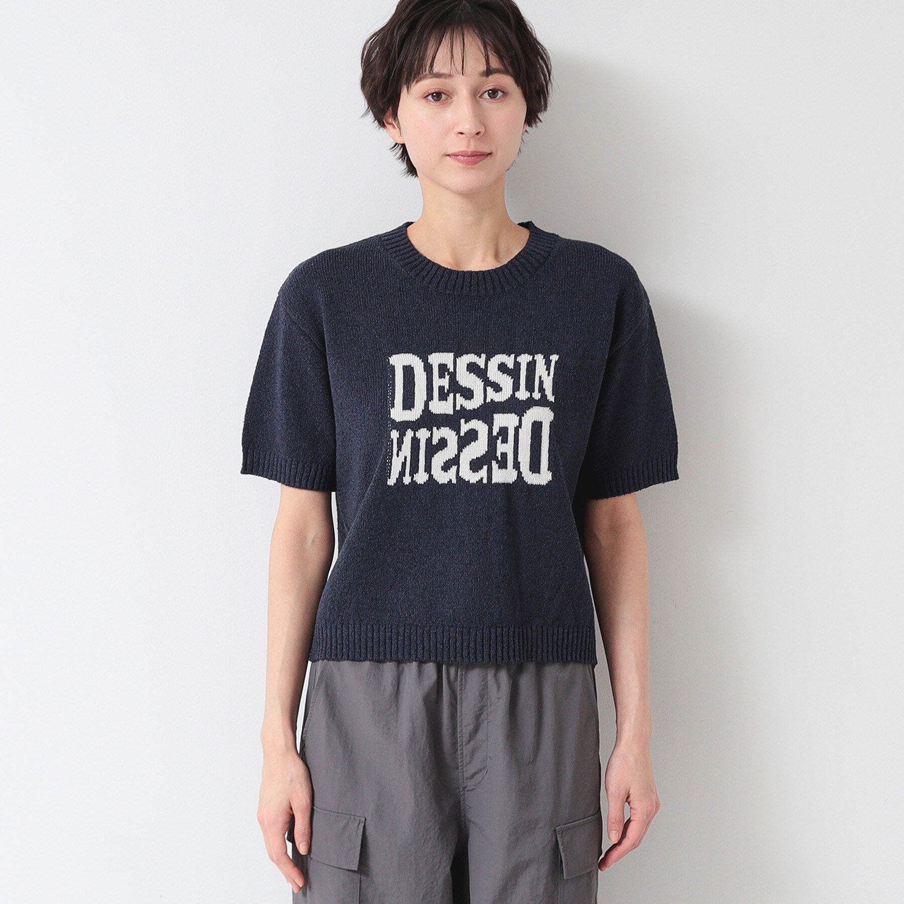 Dessin「【洗える】ロゴジャカード半袖ニット（S～L）」|ニット・セーター|