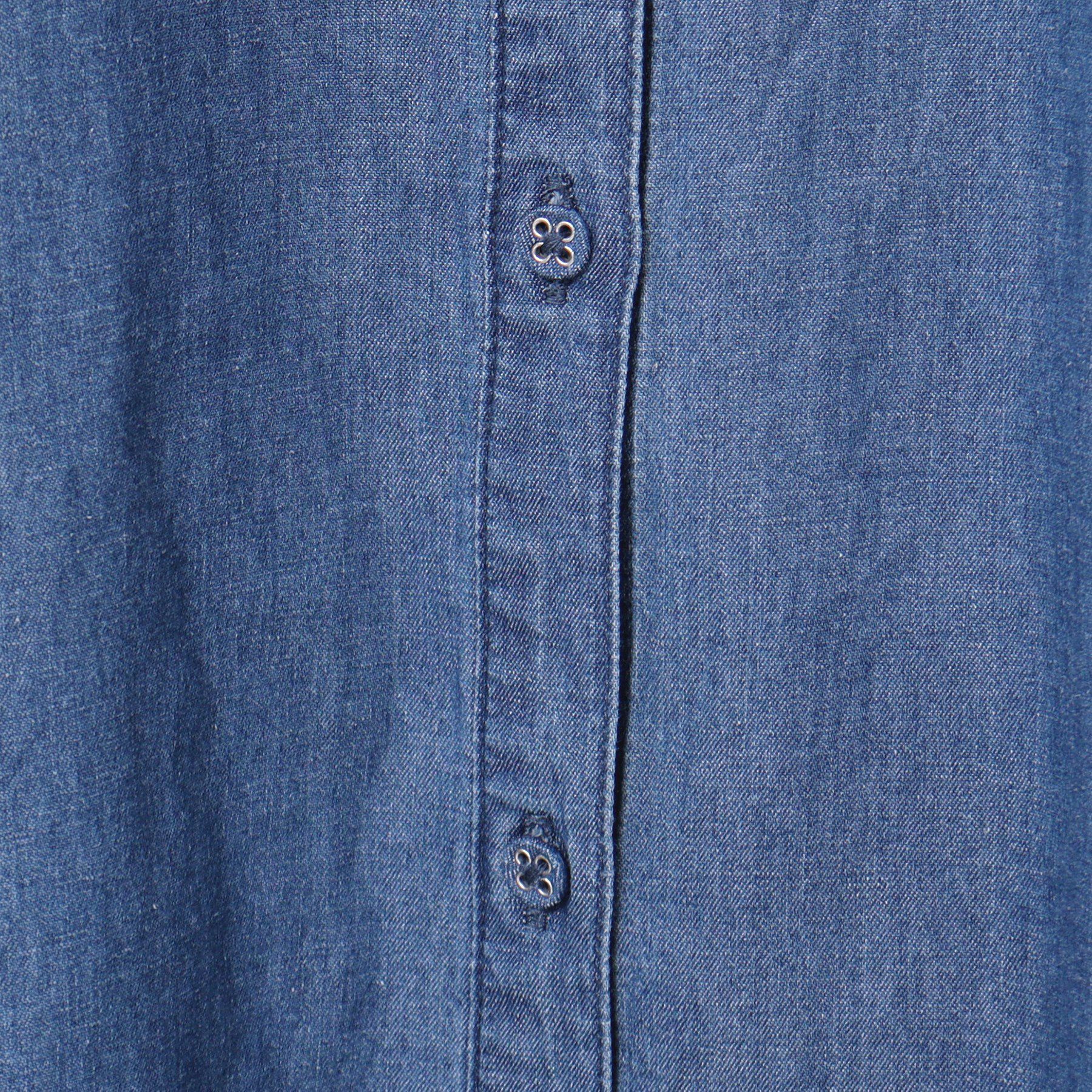 Dessin「【洗える】ギャザーフリル綿麻デニムブラウス」|シャツ・ブラウス|