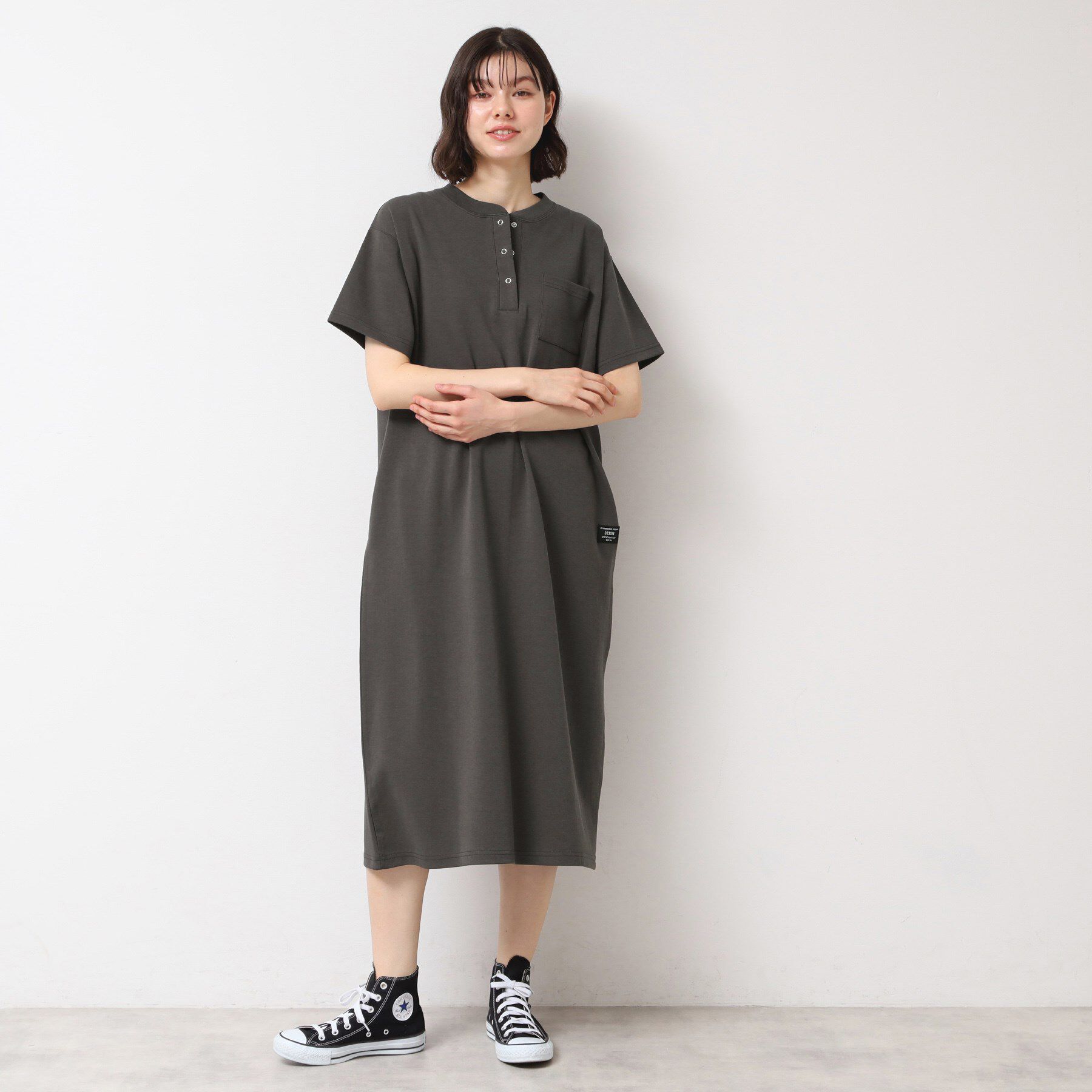 Dessin「【洗える】ヘンリーネックジャージワンピース」|ワンピース|