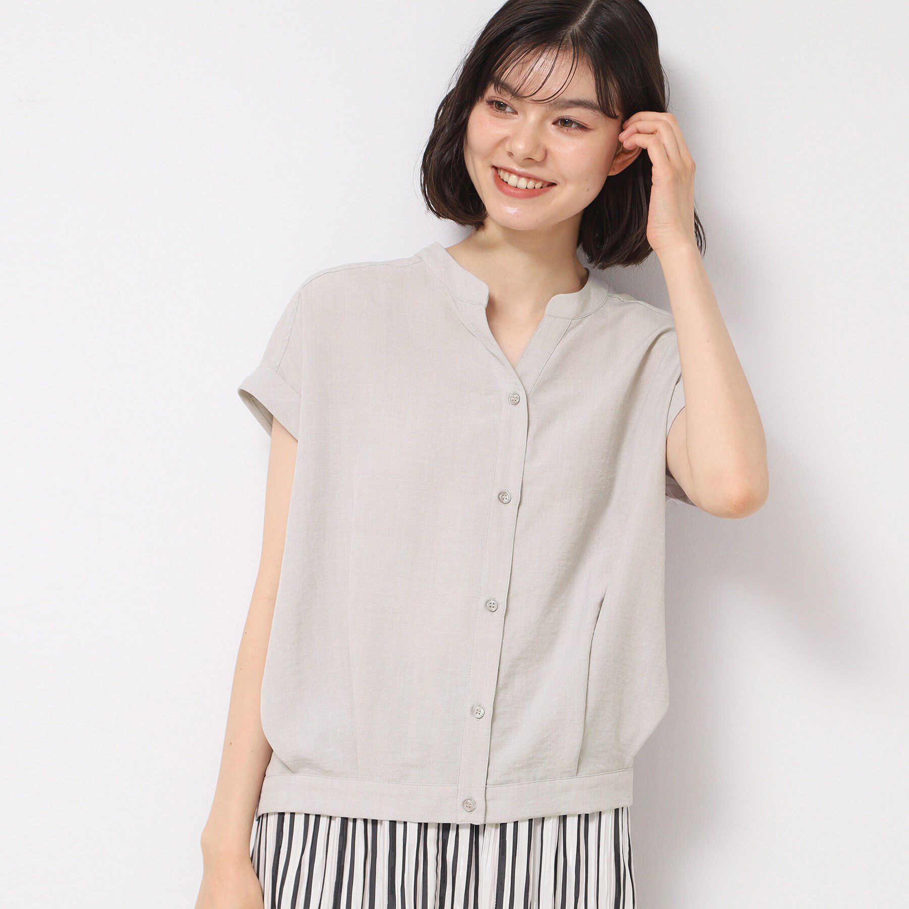 Dessin「【洗える】フレンチスリーブスキッパーシャツ（XS～L）」|シャツ・ブラウス|ライトベージュ(05