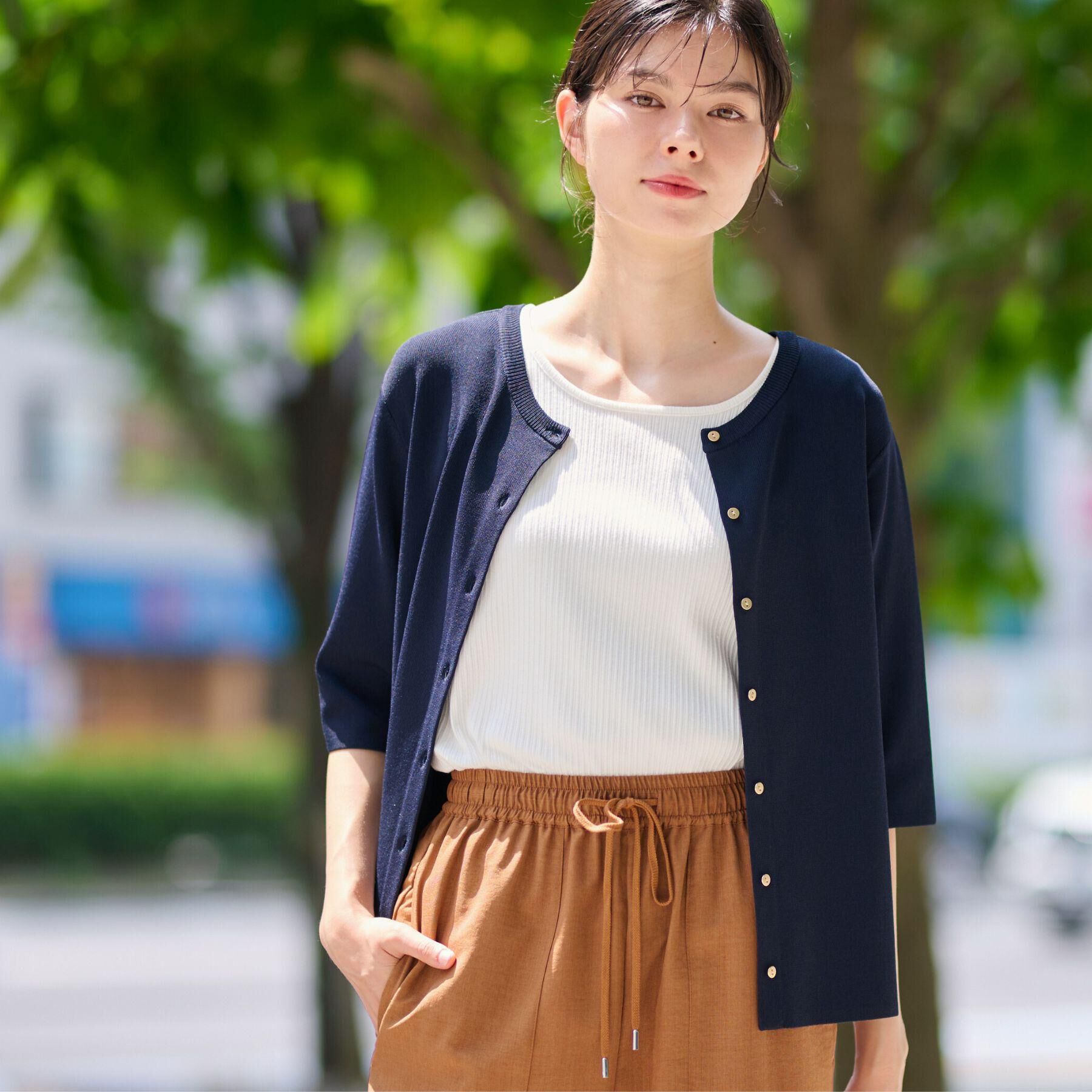 Dessin「【UVカット/洗える】2WAY五分袖カーディガン」|ニット・セーター|