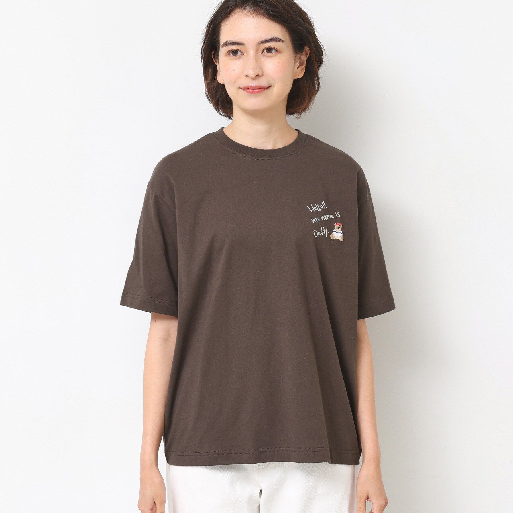 Dessin「【ユニセックス・洗える】Deddy刺繍入り オーガニックコットンTシャツ」|Tシャツ・カットソー|