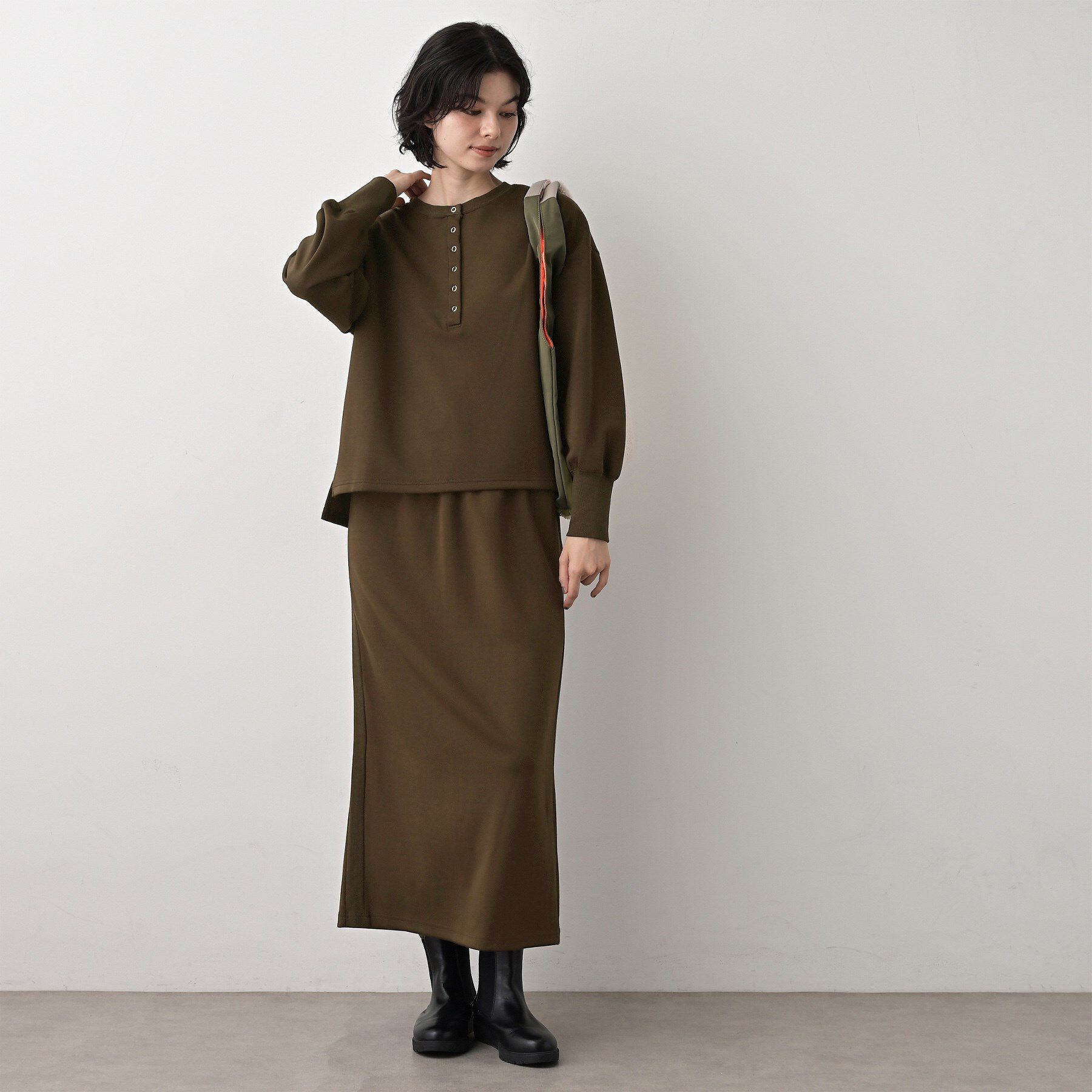 Dessin「【セットアップ可/洗える】切り替えデザインサイドリブスカート」|スカート|