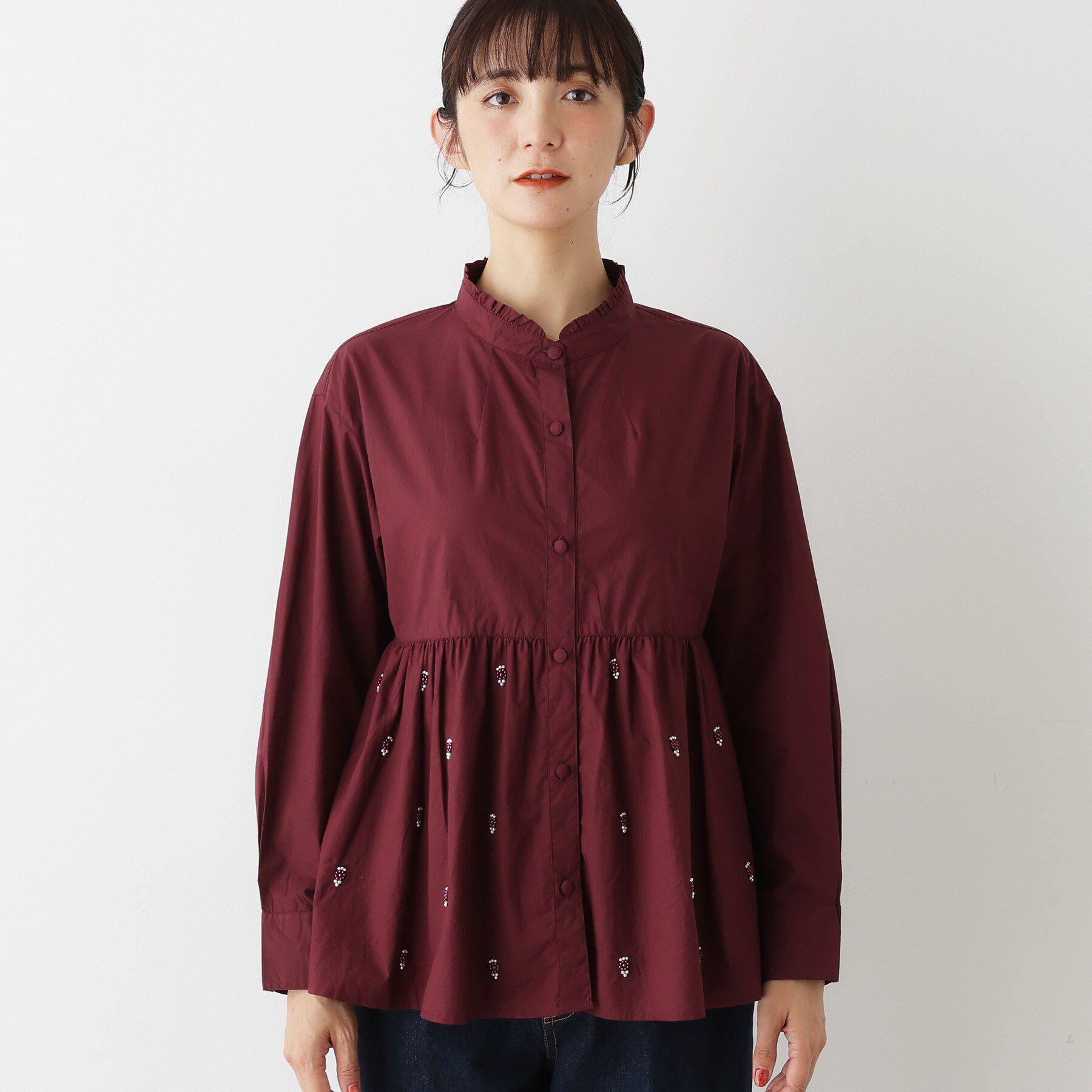 Dessin「【洗える/インド製】ビーズ刺繍ペプラムブラウス」|シャツ・ブラウス|