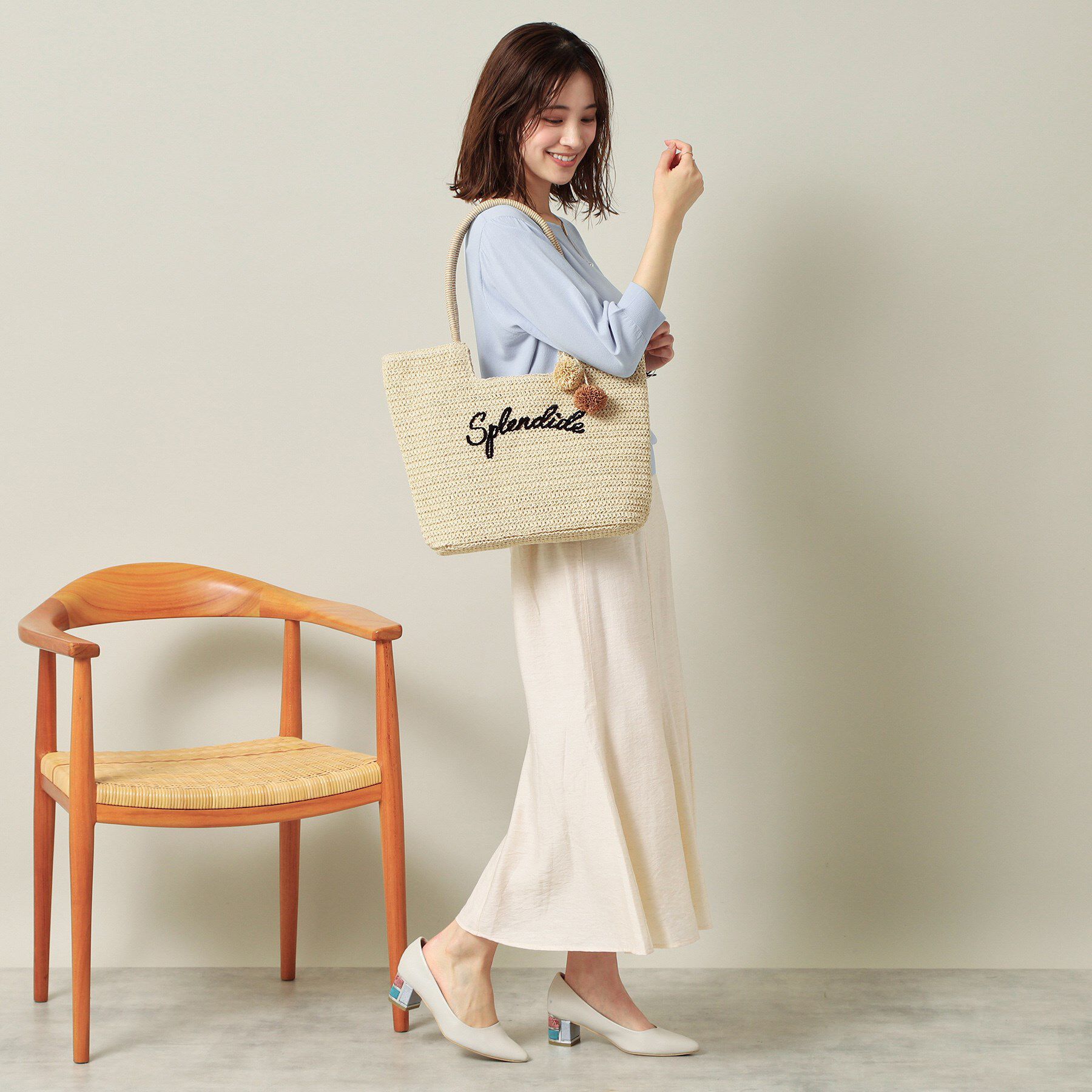 ITS&rsquo;DEMO「チャーム付ロゴ刺繍雑材トート」|トートバッグ|