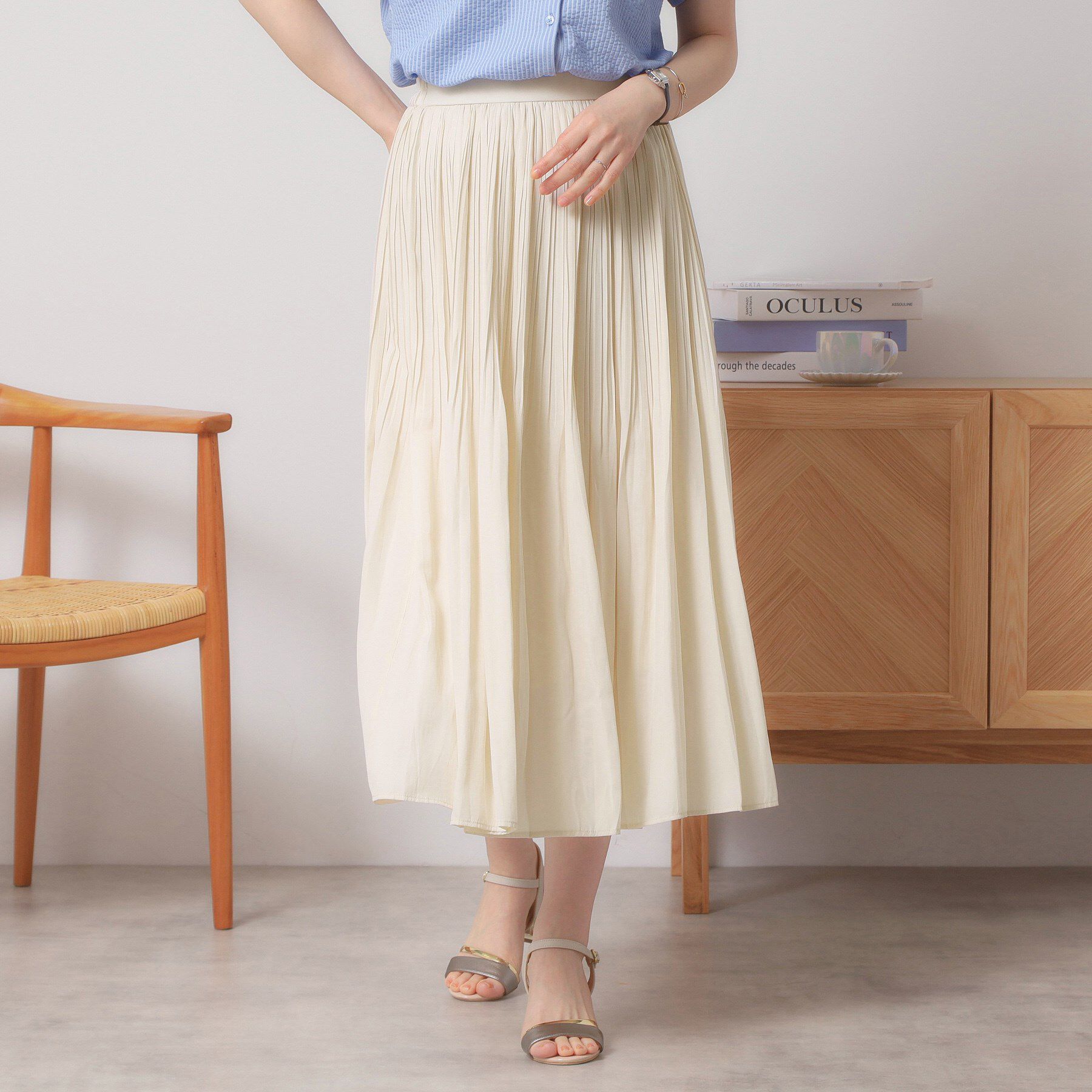 ITS&rsquo;DEMO「【手洗い可／ウエストゴム】サテンプリーツスカート」|スカート|