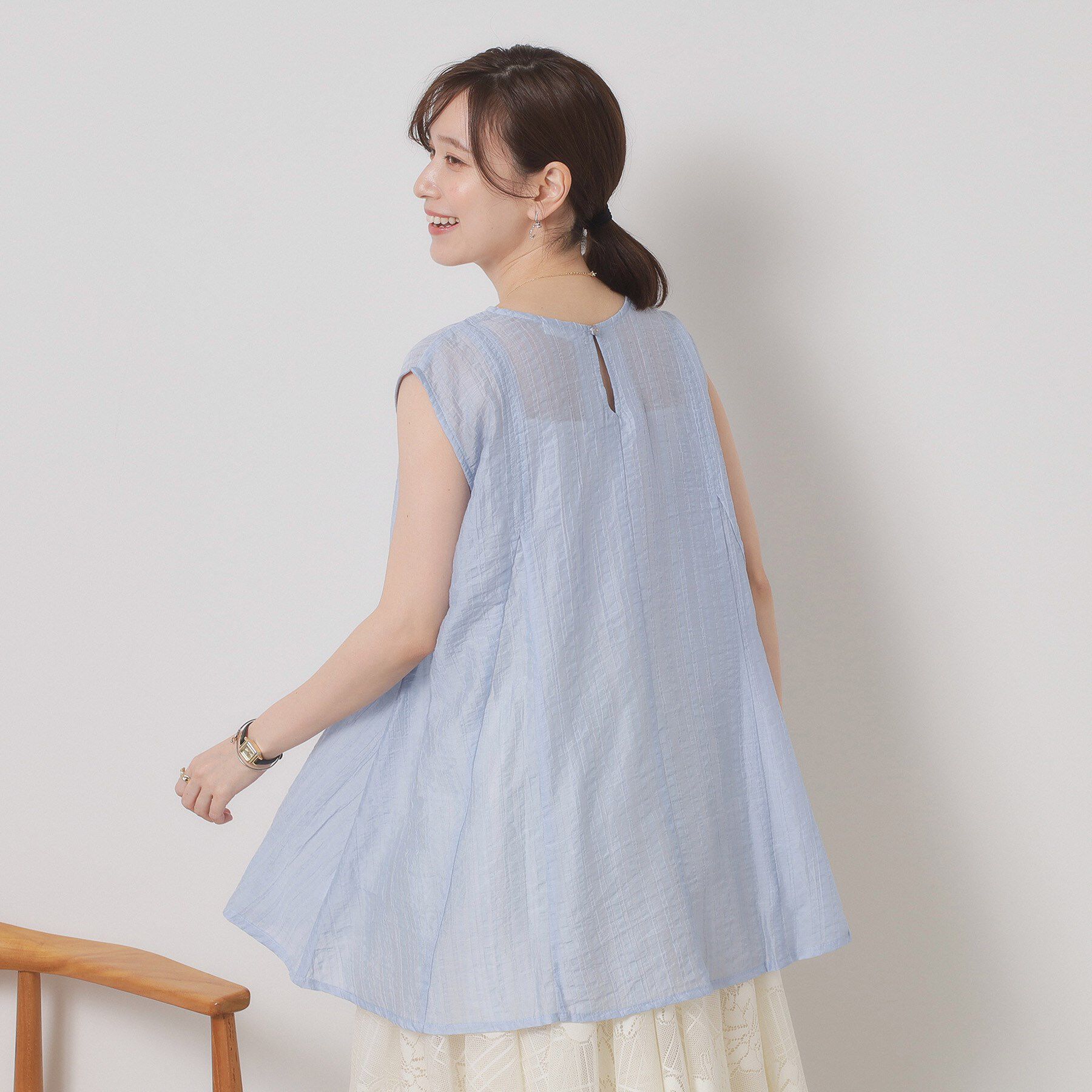 ITS&rsquo;DEMO「【手洗い可】シアーストライプブラウス」|シャツ・ブラウス|