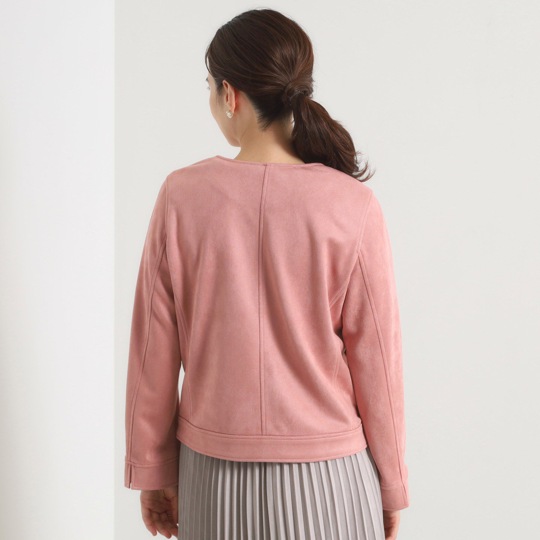 ITS&rsquo;DEMO「カットフェイクスエードジャケット」|ノーカラージャケット|