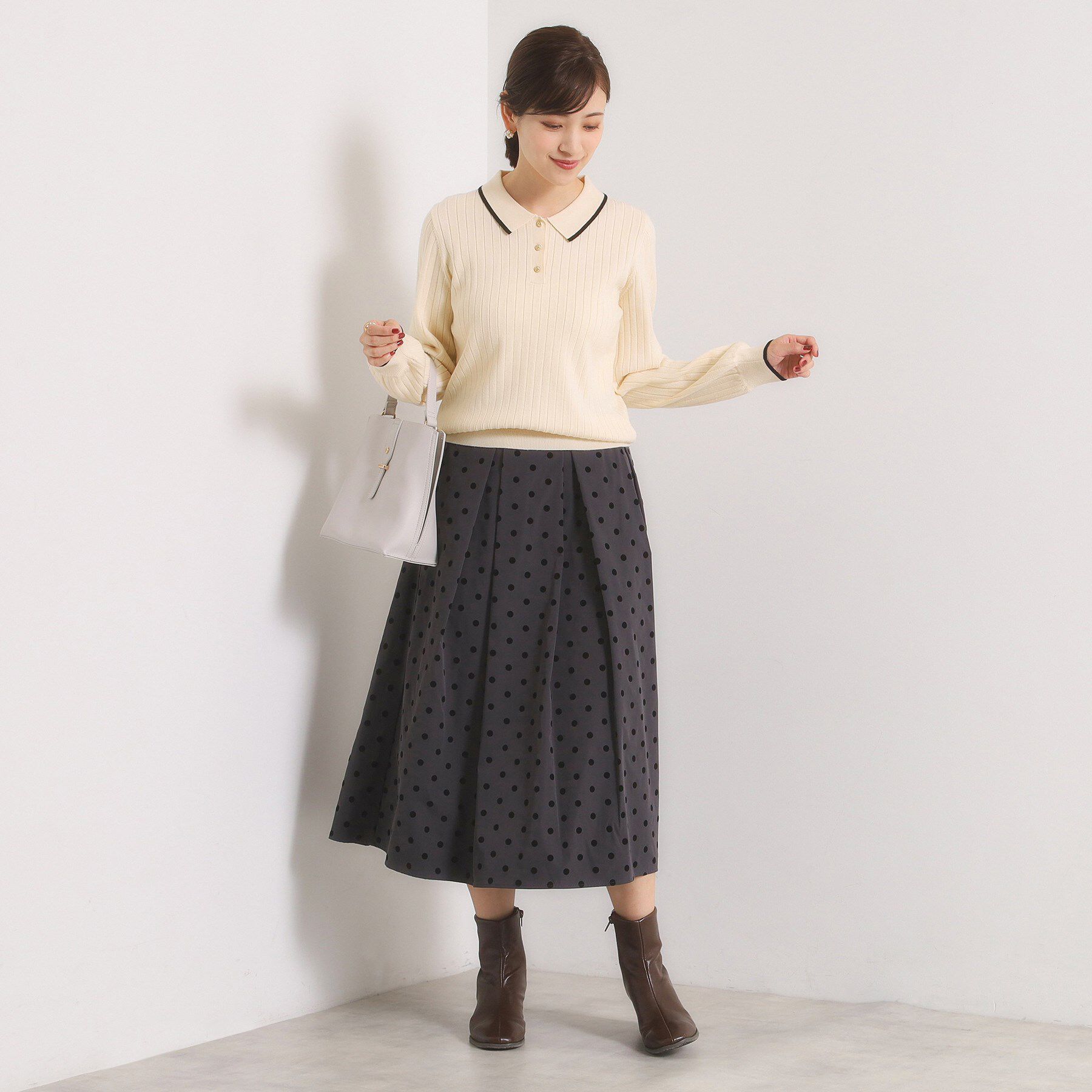 ITS&rsquo;DEMO「【手洗い可】配色ポロ襟リブニット」|ニット・セーター|