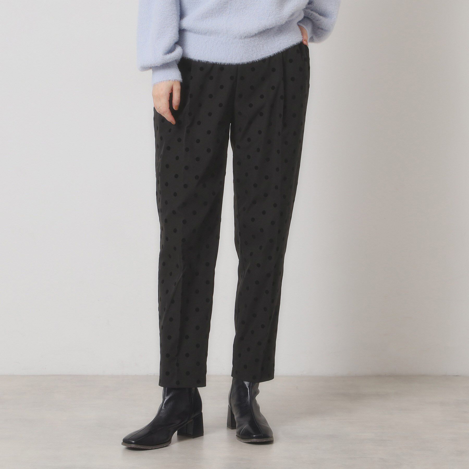 ITS&rsquo;DEMO「【手洗い可／ウエストゴム】フロッキードットパンツ」|その他|ブラック(119)