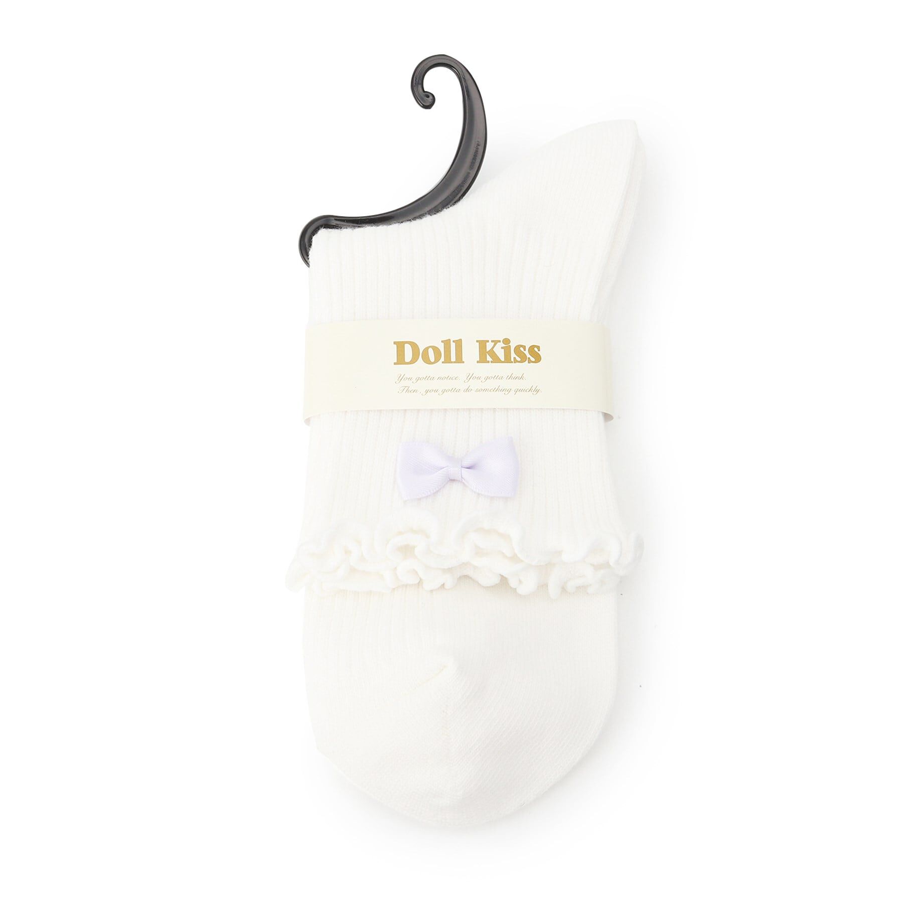 Doll Kiss「リボン付きメローリブクルーソックス　靴下」|ソックス|ﾊﾟｰﾌﾟﾙ(083)
