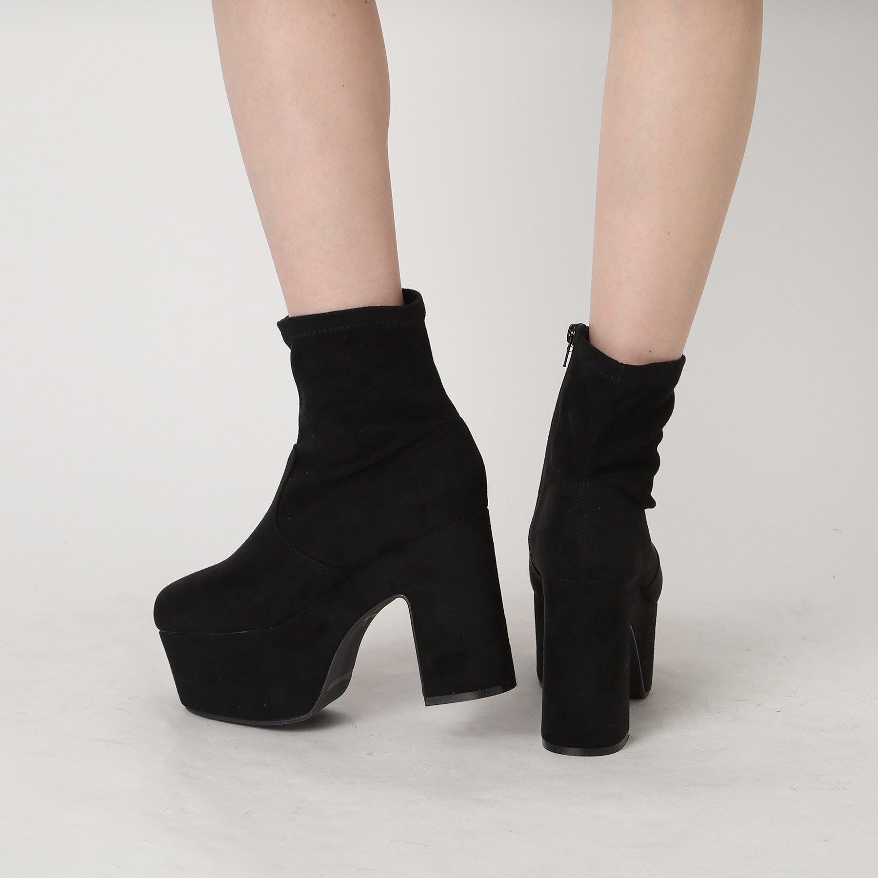 csT&P「スクウェアヒールストレッチブーツ」|ショートブーツ|