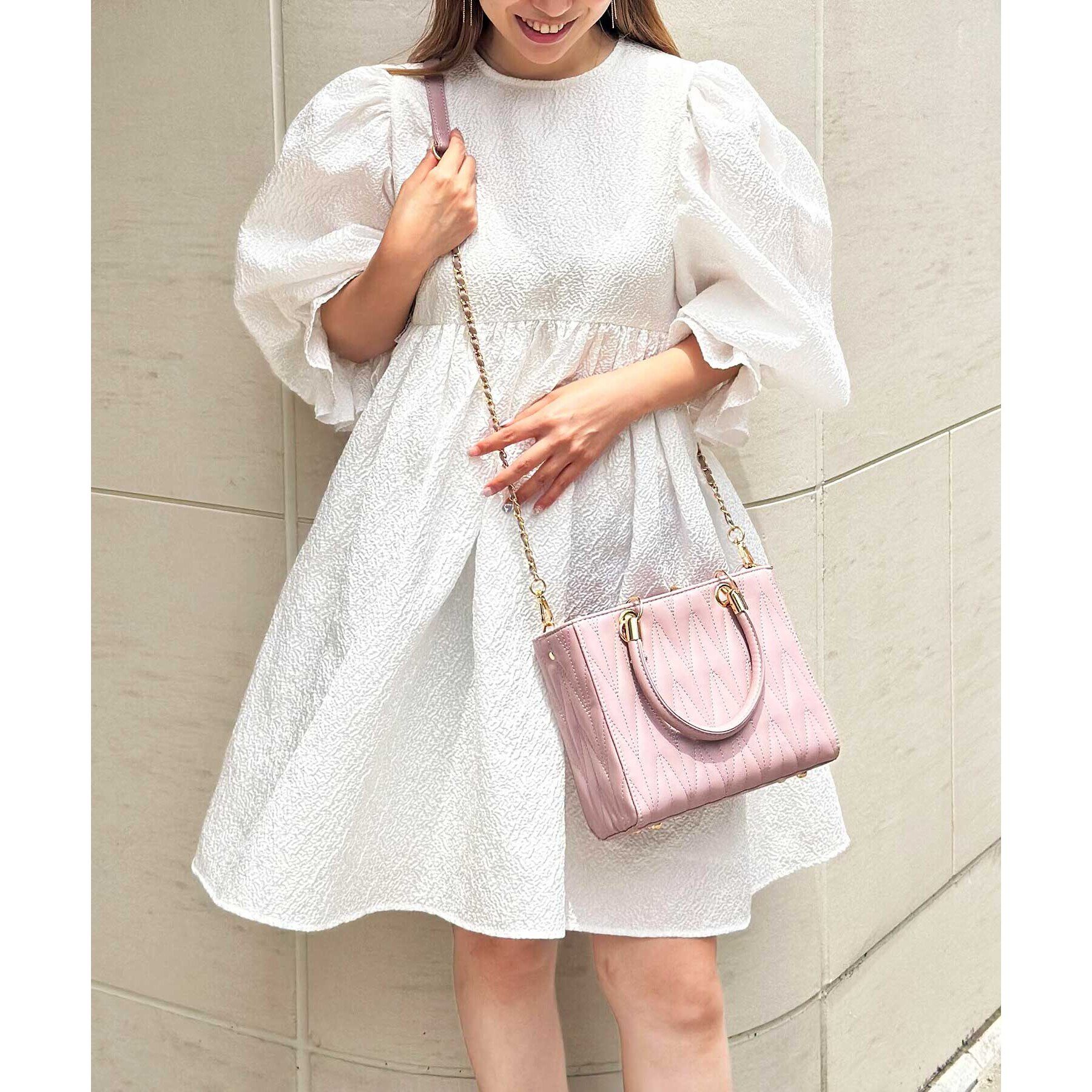 Ober Tashe「チャーム付きキルティング2WAYバッグ」|ハンドバッグ|