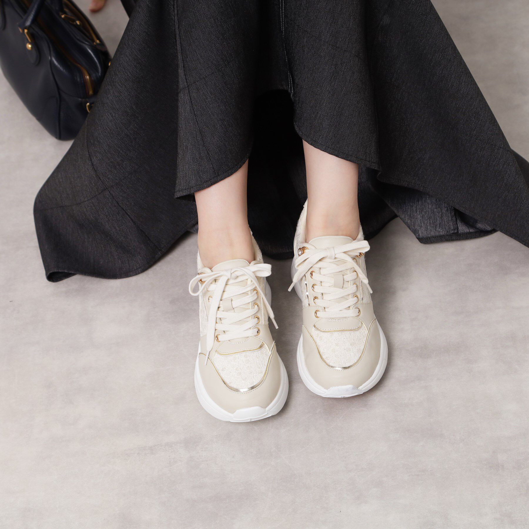 ESPERANZA「【EC先行販売】グリッター&times;ツイード ラインストーンスニーカー」|スニーカー|