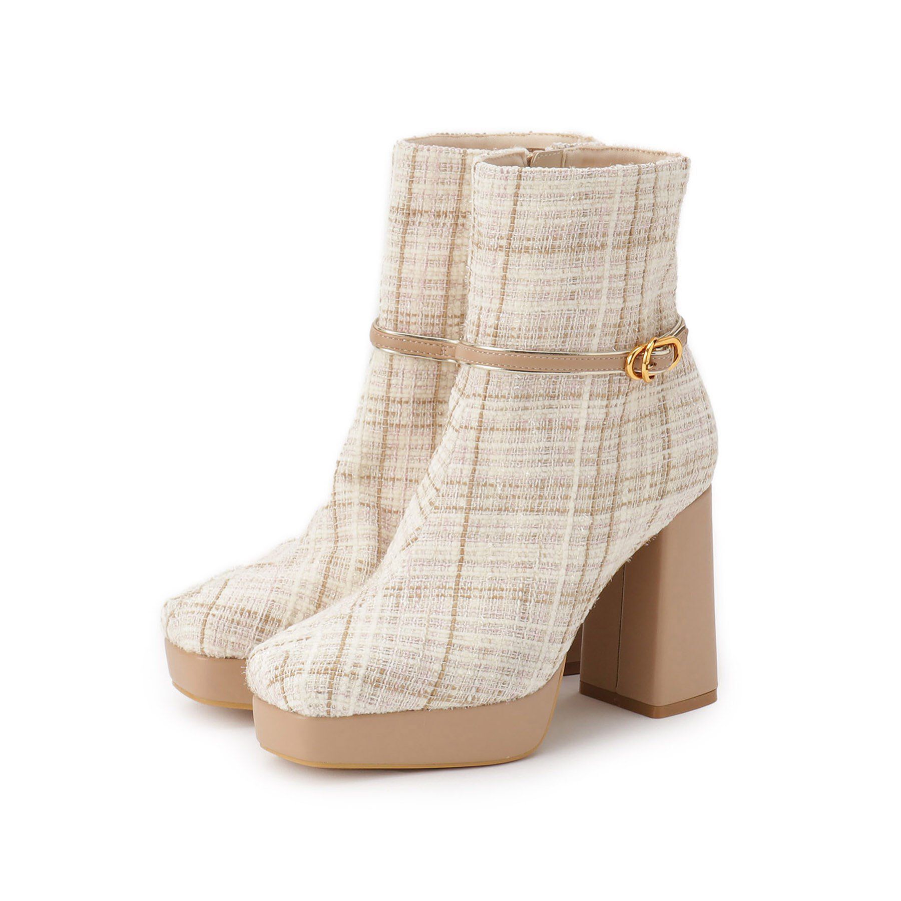 ESPERANZA「【EC先行販売】スクエアツイードショートブーツ」|ショートブーツ|