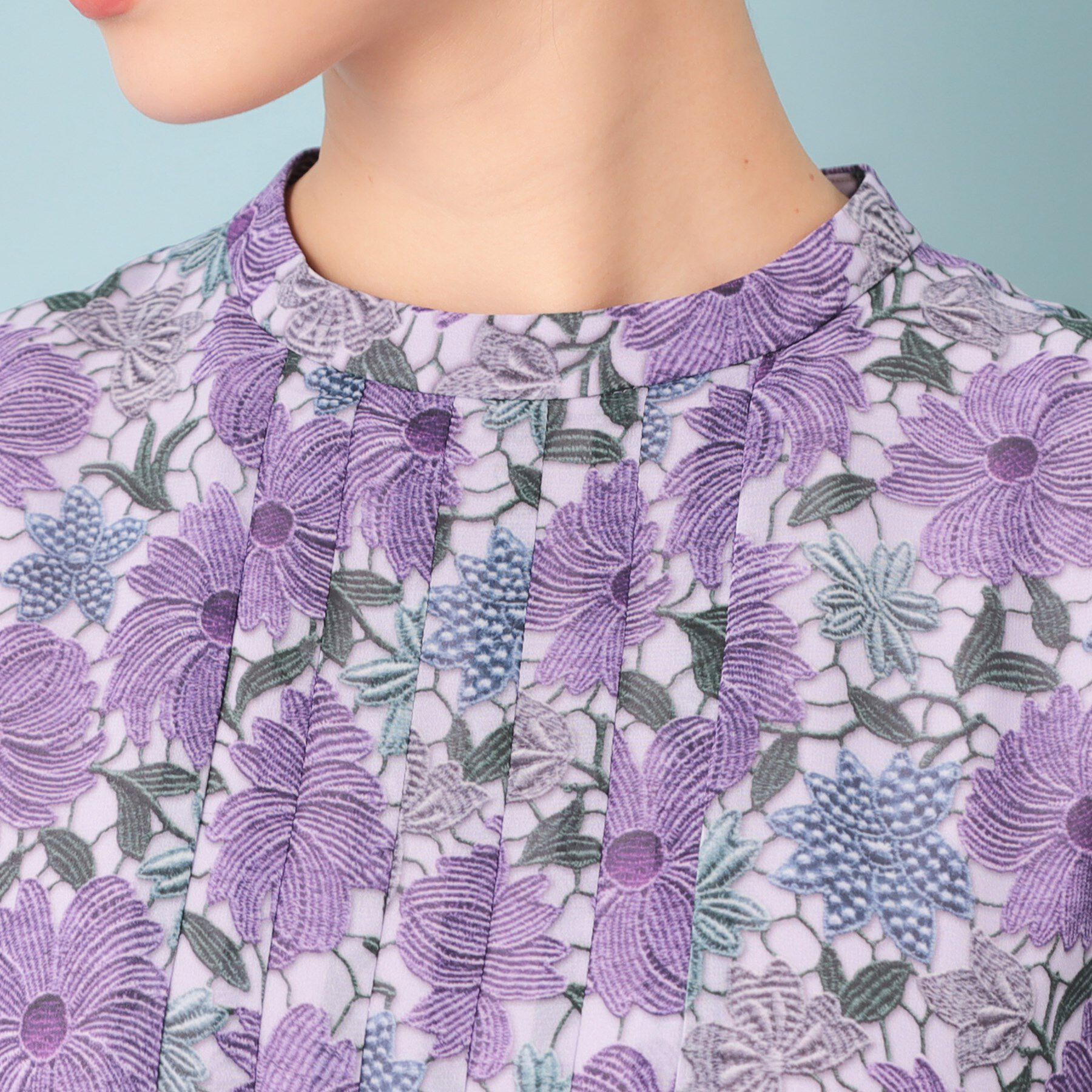 SunaUna「【&yours project／SS～L】レース柄プリーツワンピース」|ワンピース|