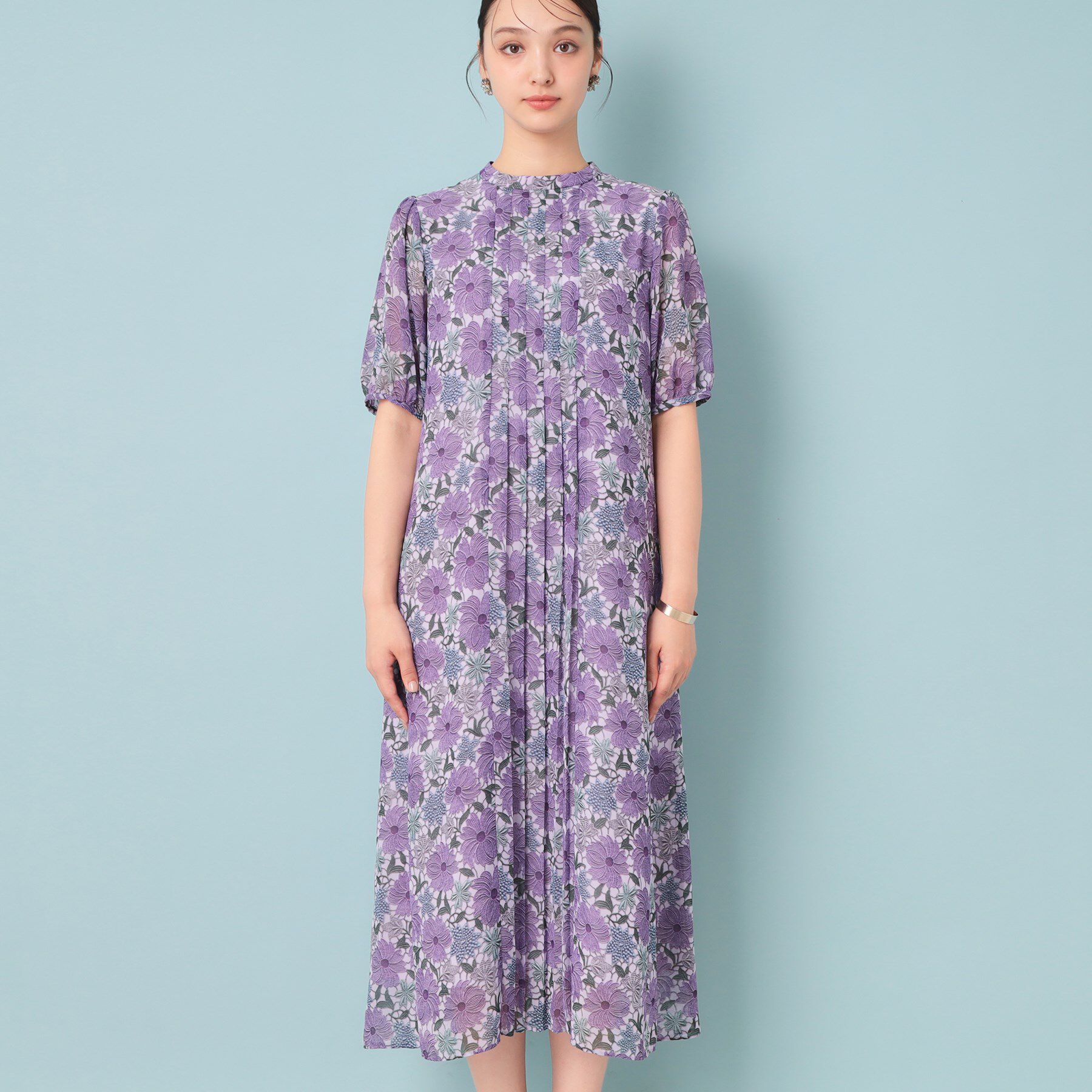 SunaUna「【&yours project／SS～L】レース柄プリーツワンピース」|ワンピース|