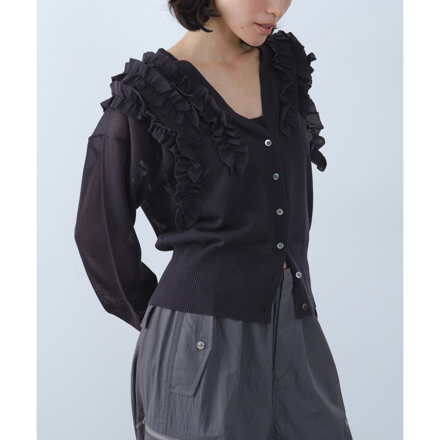 CODE A「3way frill cardigan」|カーディガン|チャコールグレー(0