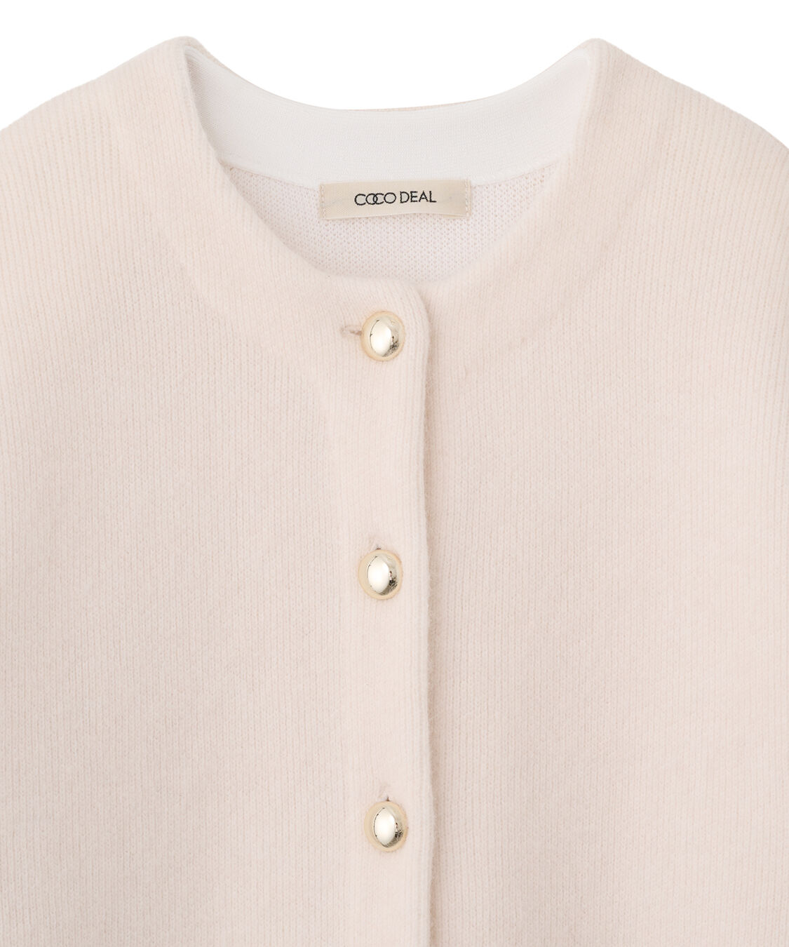 COCO DEAL「フォックス混ダブルフェイスニットアウター」|ノーカラーコート|