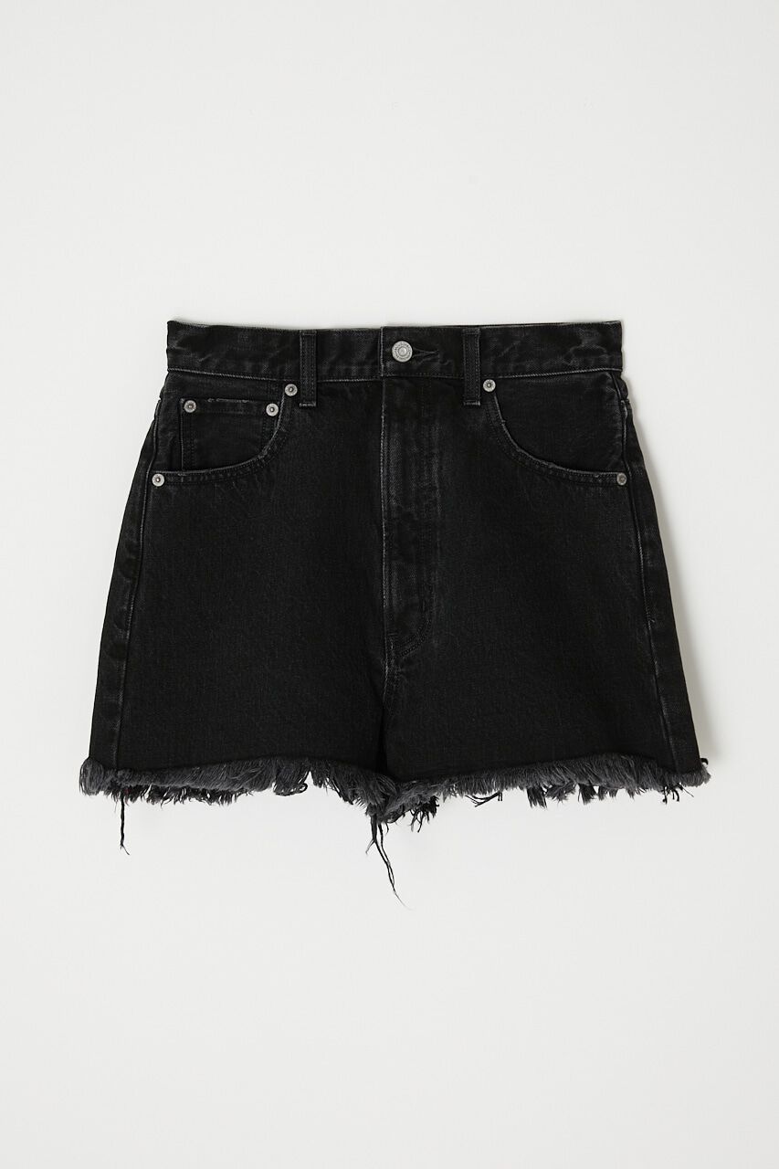 MOUSSY「HW CUT OFF ショートパンツ」|デニム|BLK