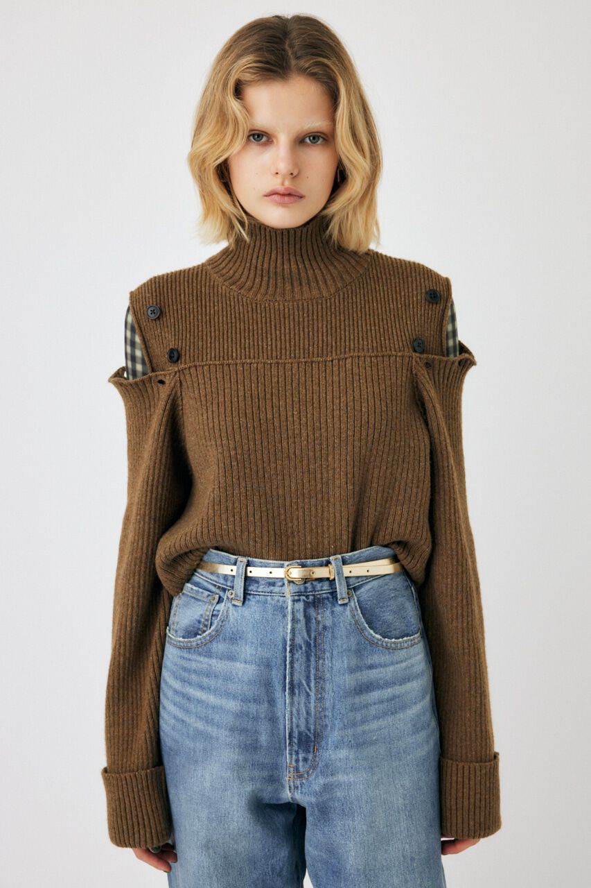 MOUSSY「LAYERED LIKE オープンショルダーニット」|ニット・セーター|