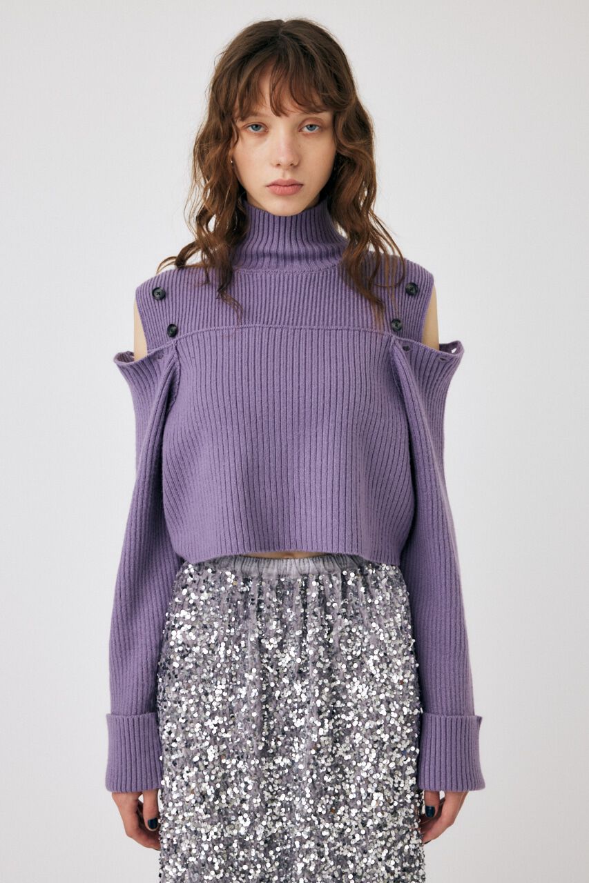 MOUSSY「LAYERED LIKE オープンショルダーニット」|ニット・セーター|