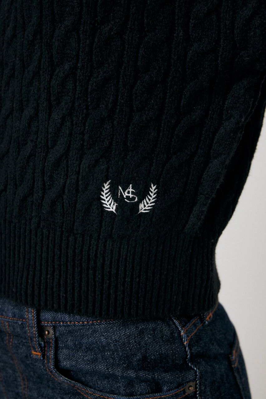 MOUSSY「LINE SLEEVE CABLE KNIT トップス」|ニット・セーター|