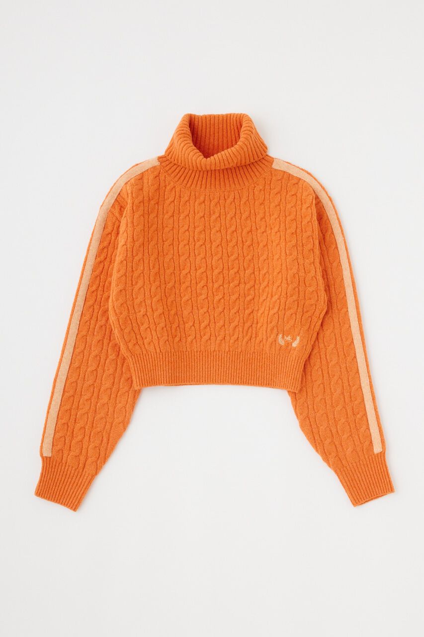 MOUSSY「LINE SLEEVE CABLE KNIT トップス」|ニット・セーター|