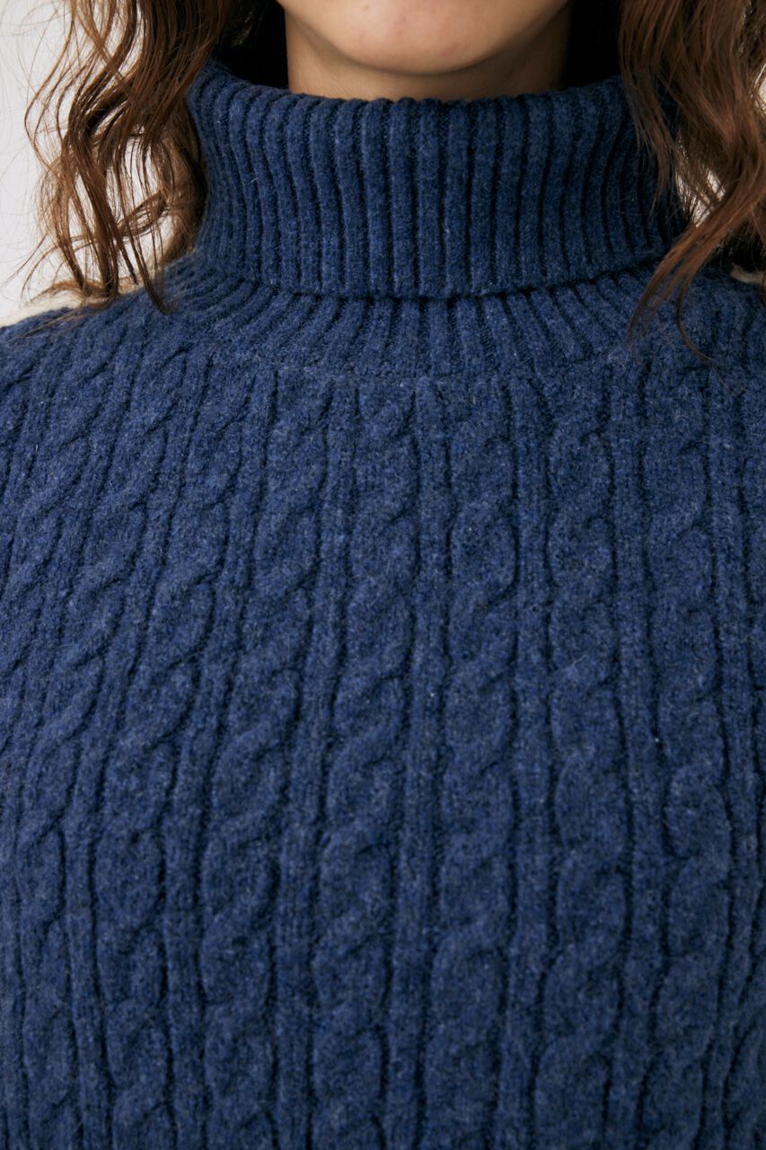 MOUSSY「LINE SLEEVE CABLE KNIT トップス」|ニット・セーター|