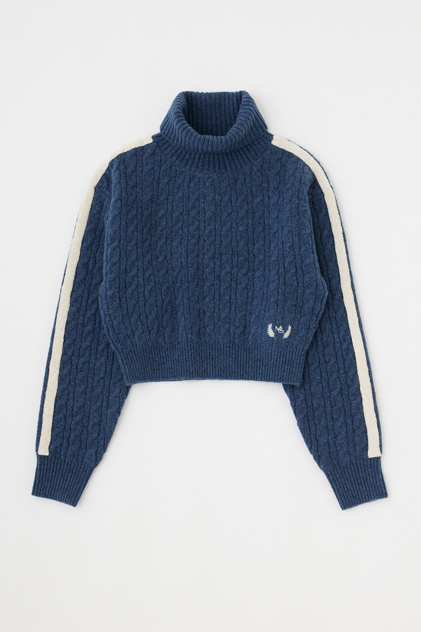 MOUSSY「LINE SLEEVE CABLE KNIT トップス」|ニット・セーター|