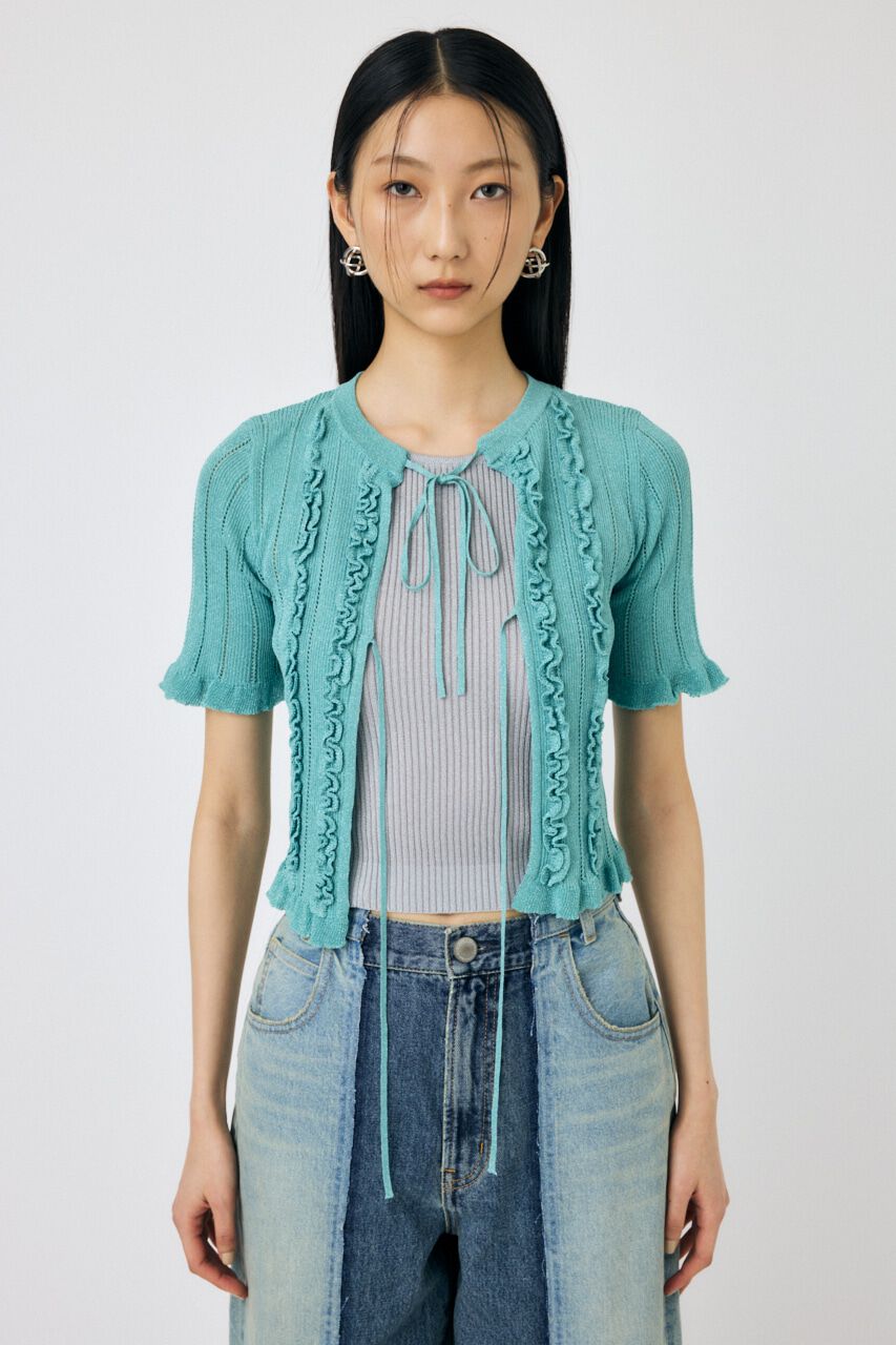 MOUSSY「FRILL STRIPED カーディガン」|ニット・セーター|