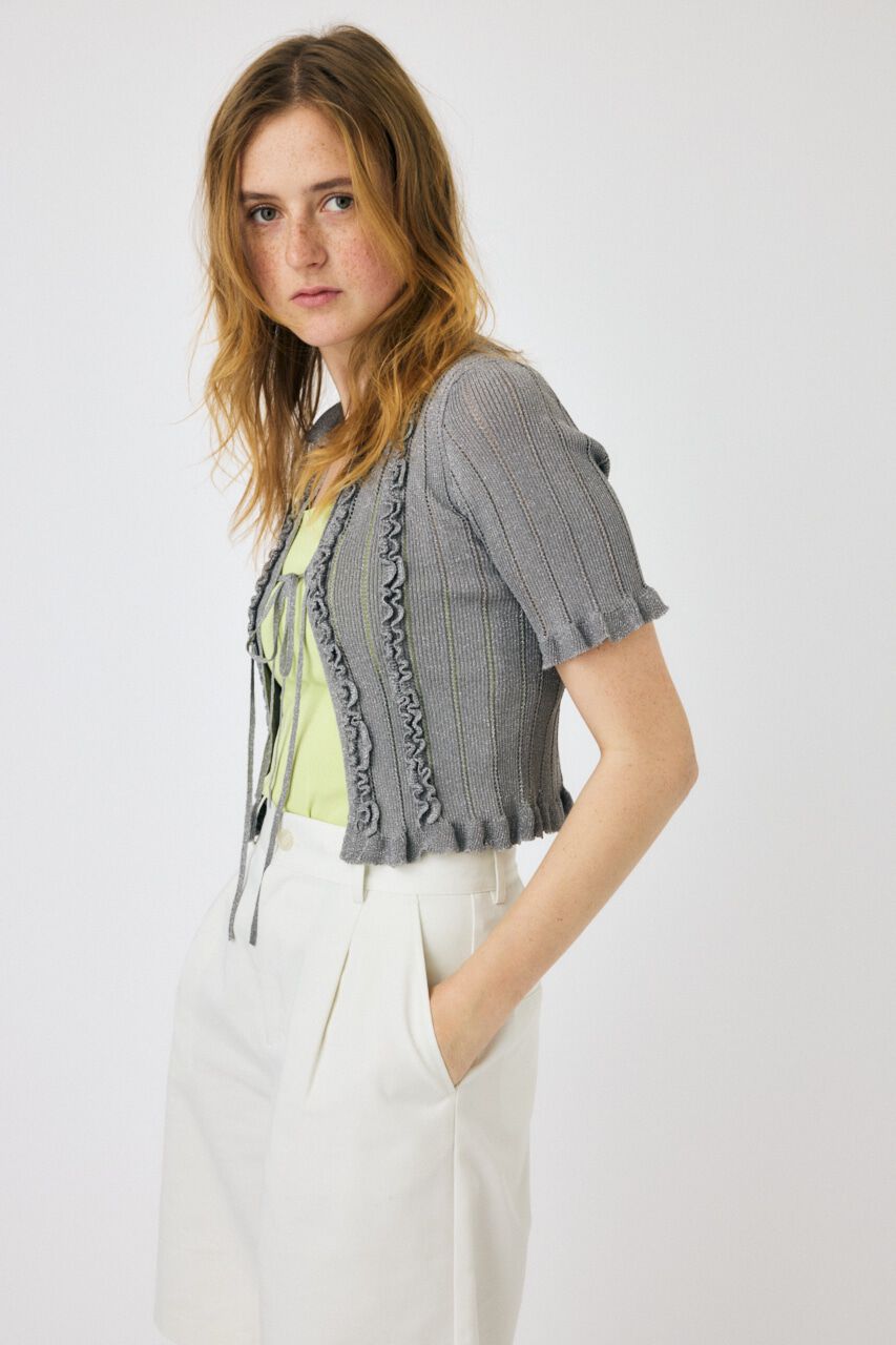 MOUSSY「FRILL STRIPED カーディガン」|ニット・セーター|