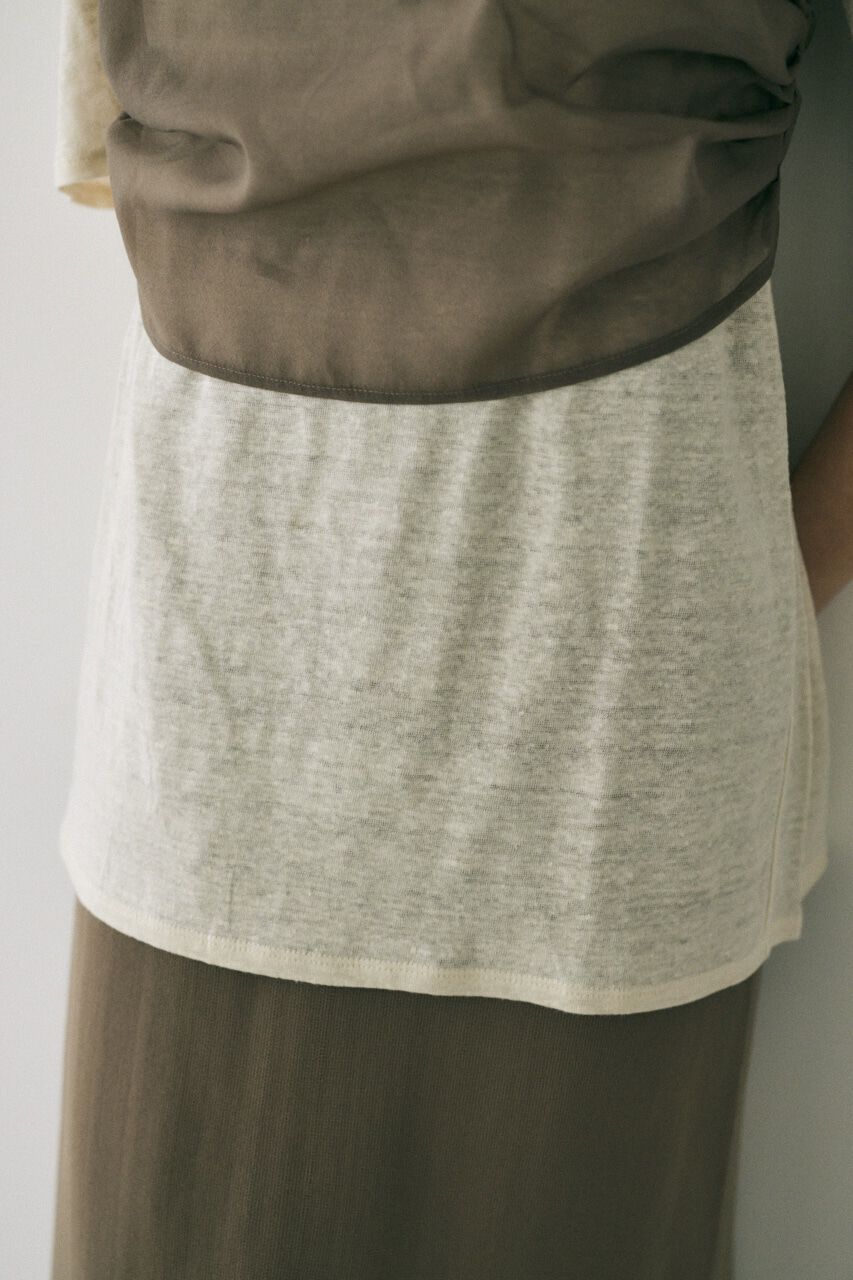 MOUSSY「吸湿､速乾性のある麻のｶｯﾄｿｰと透け感のあるｷｬﾐｿｰﾙの重ね着 」|Tシャツ・カットソー|