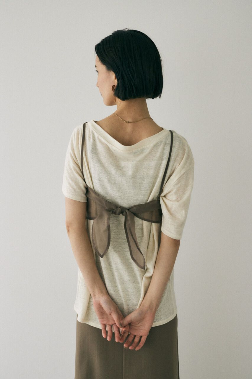 MOUSSY「吸湿､速乾性のある麻のｶｯﾄｿｰと透け感のあるｷｬﾐｿｰﾙの重ね着 」|Tシャツ・カットソー|