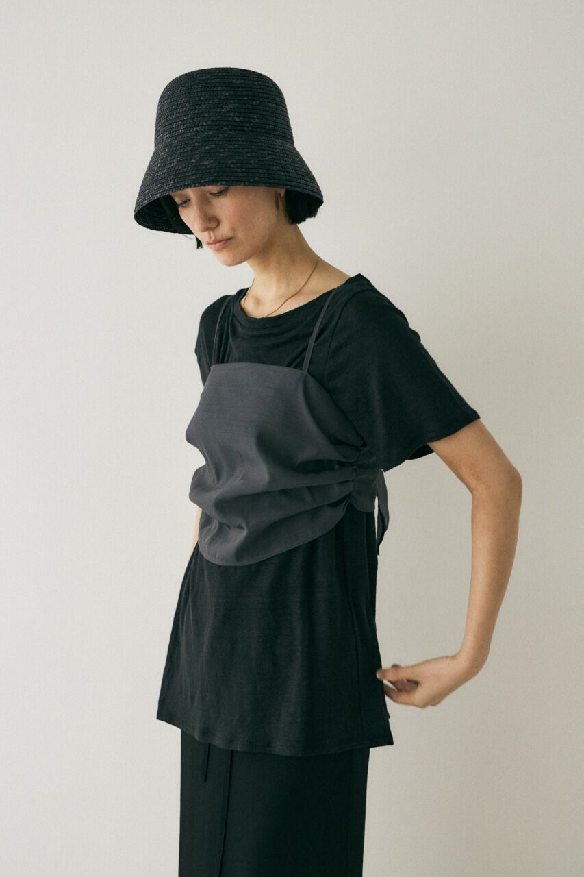 MOUSSY「吸湿､速乾性のある麻のｶｯﾄｿｰと透け感のあるｷｬﾐｿｰﾙの重ね着 」|Tシャツ・カットソー|BLK