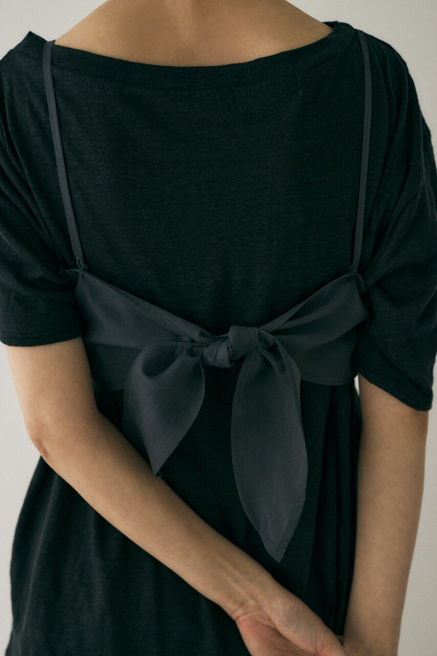 MOUSSY「吸湿､速乾性のある麻のｶｯﾄｿｰと透け感のあるｷｬﾐｿｰﾙの重ね着 」|Tシャツ・カットソー|