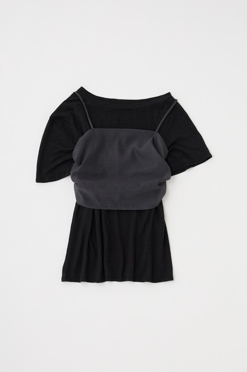 MOUSSY「吸湿､速乾性のある麻のｶｯﾄｿｰと透け感のあるｷｬﾐｿｰﾙの重ね着 」|Tシャツ・カットソー|