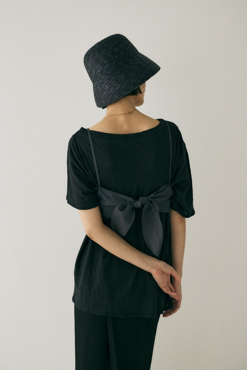 MOUSSY「吸湿､速乾性のある麻のｶｯﾄｿｰと透け感のあるｷｬﾐｿｰﾙの重ね着 」|Tシャツ・カットソー|