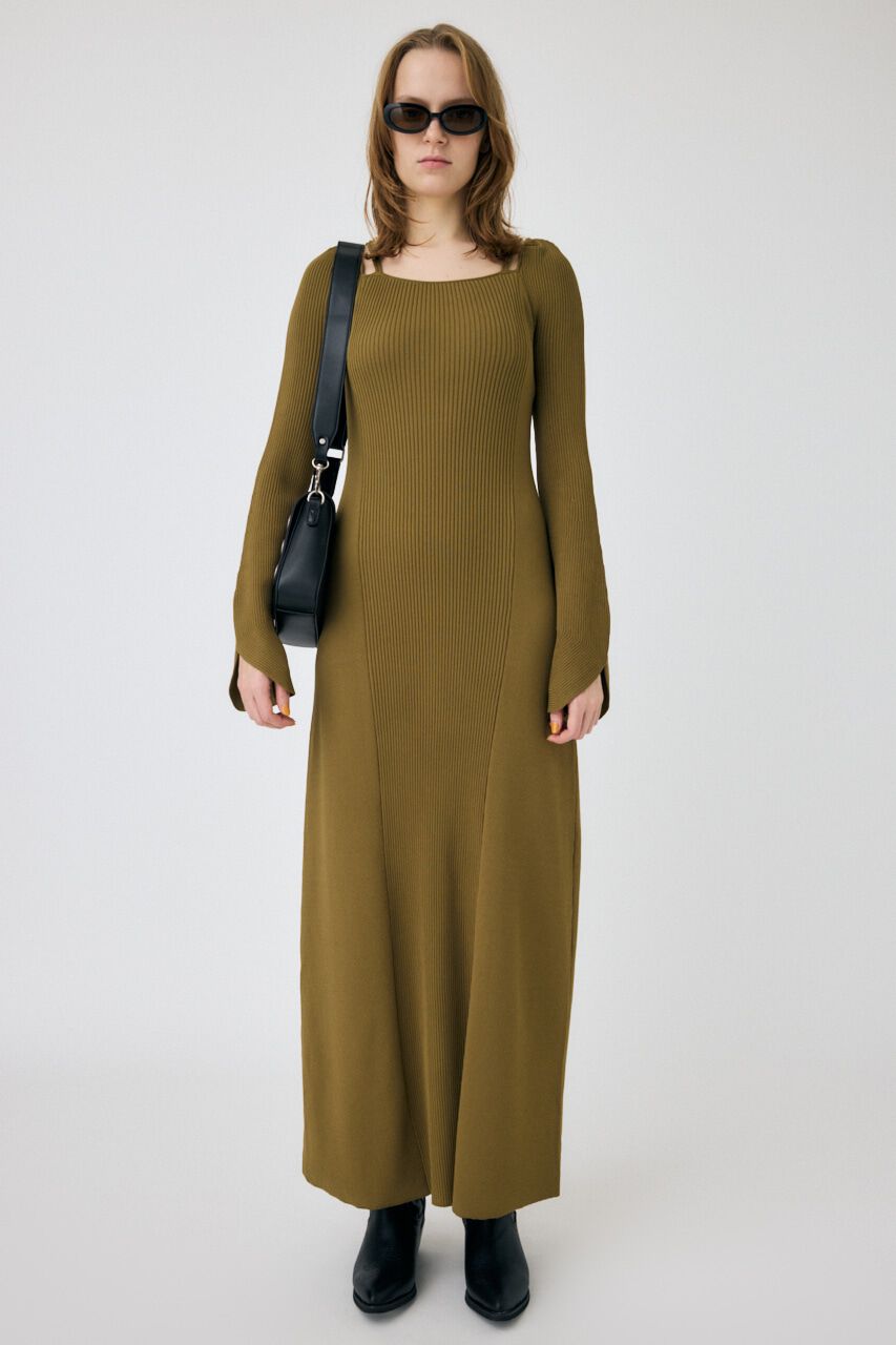 MOUSSY「SQUARE NECK ロングニットドレス」|ワンピース|