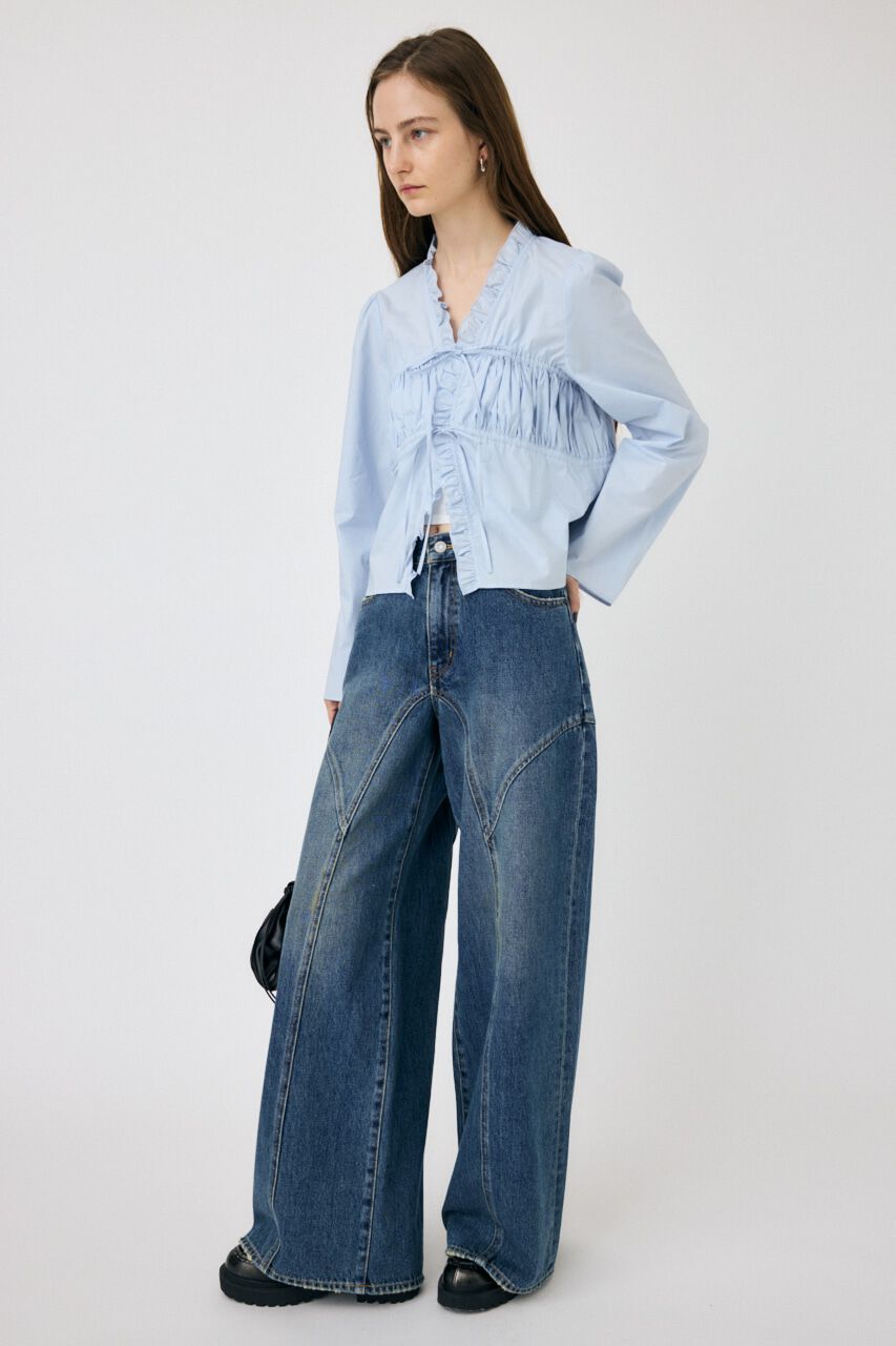 MOUSSY「FRONT RIBBON GATHER ブラウス」|シャツ・ブラウス|