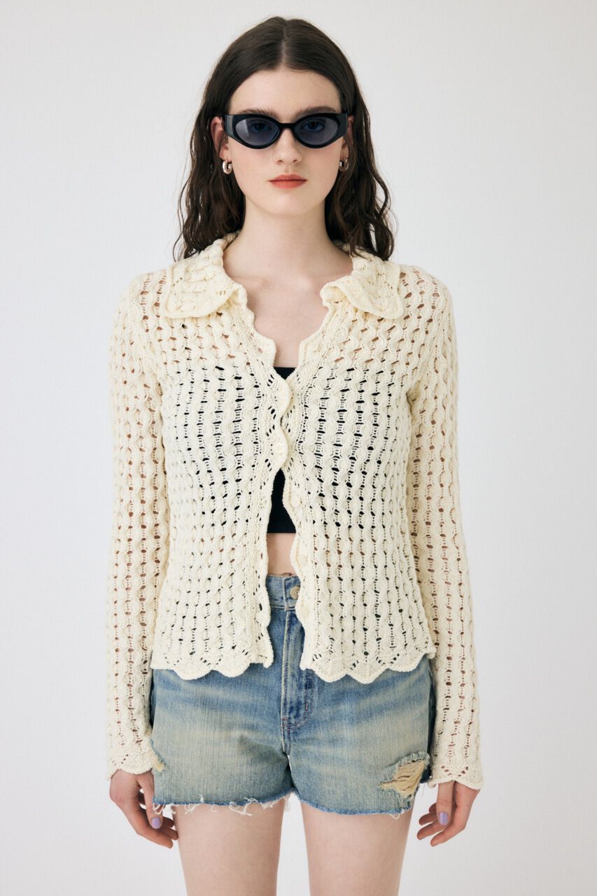 MOUSSY「OPENWORK ニットシャツ」|ニット・セーター|