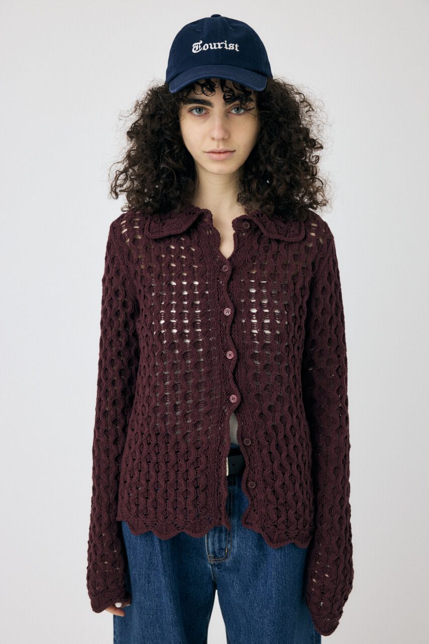 MOUSSY「OPENWORK ニットシャツ」|ニット・セーター|