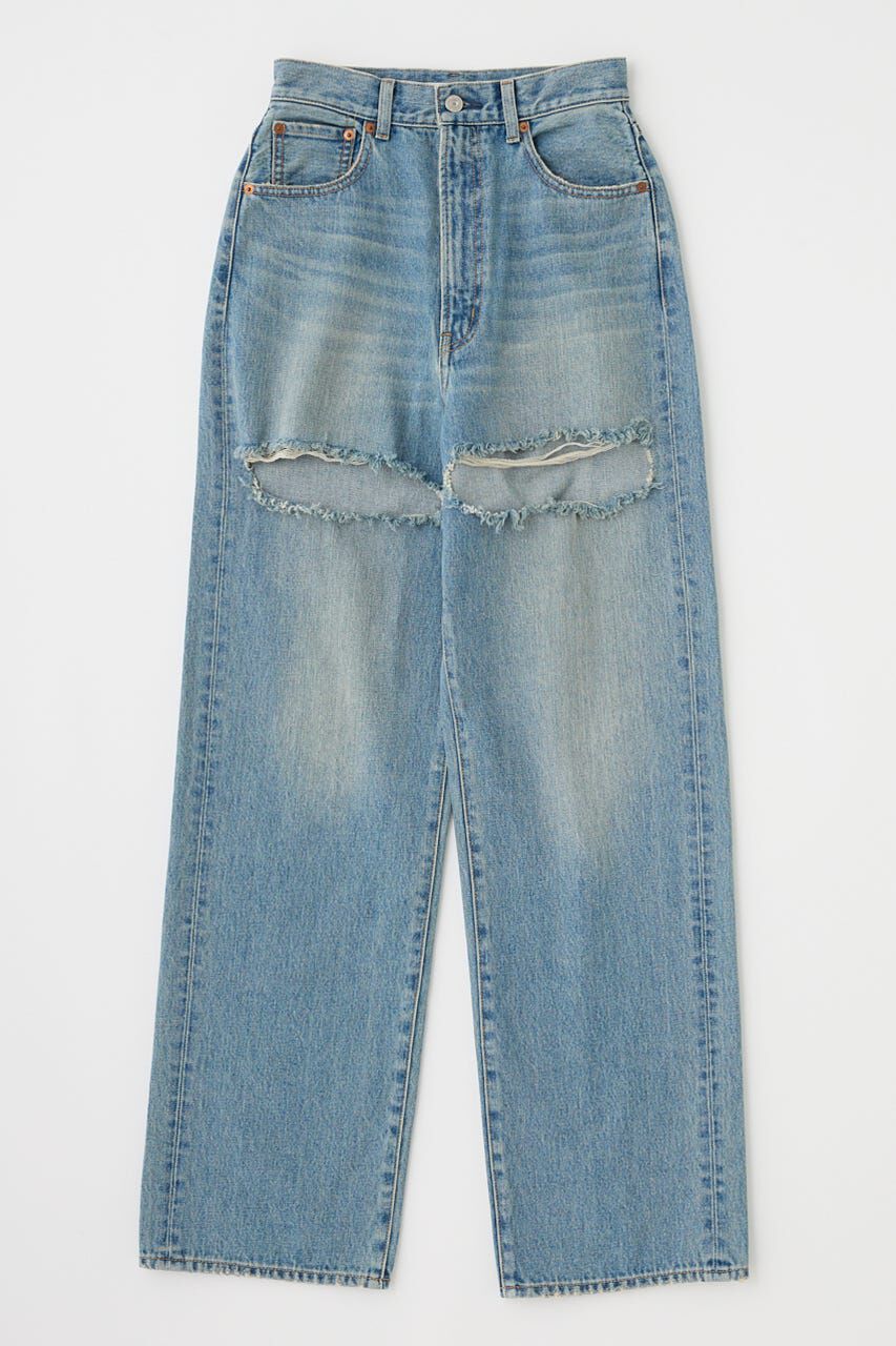 MOUSSY「CUT OUT LOOSE ストレートデニム」|デニム|