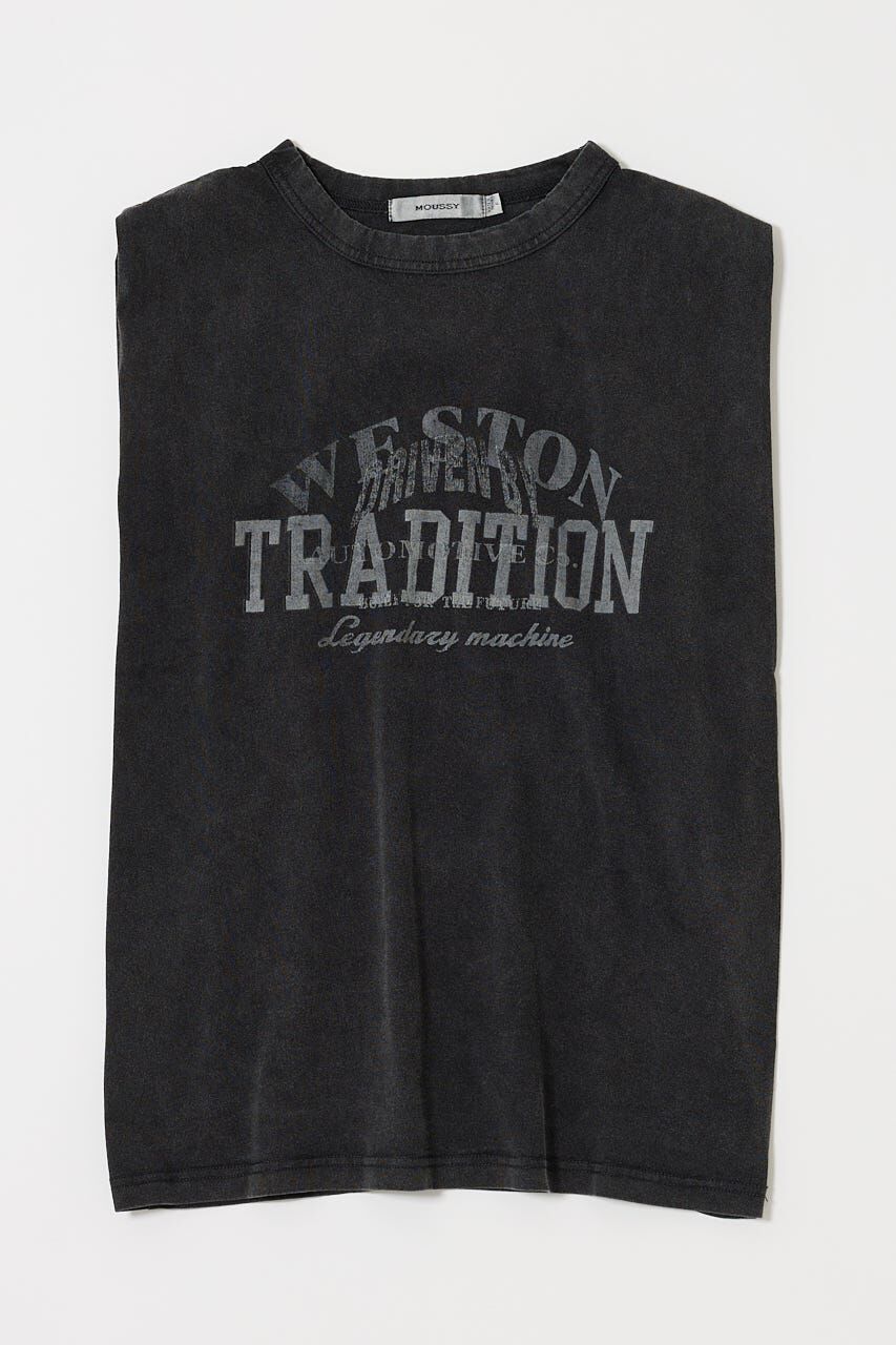 MOUSSY「OVERLAPPING LOGOS ノースリーブ TEE」|タンクトップ|