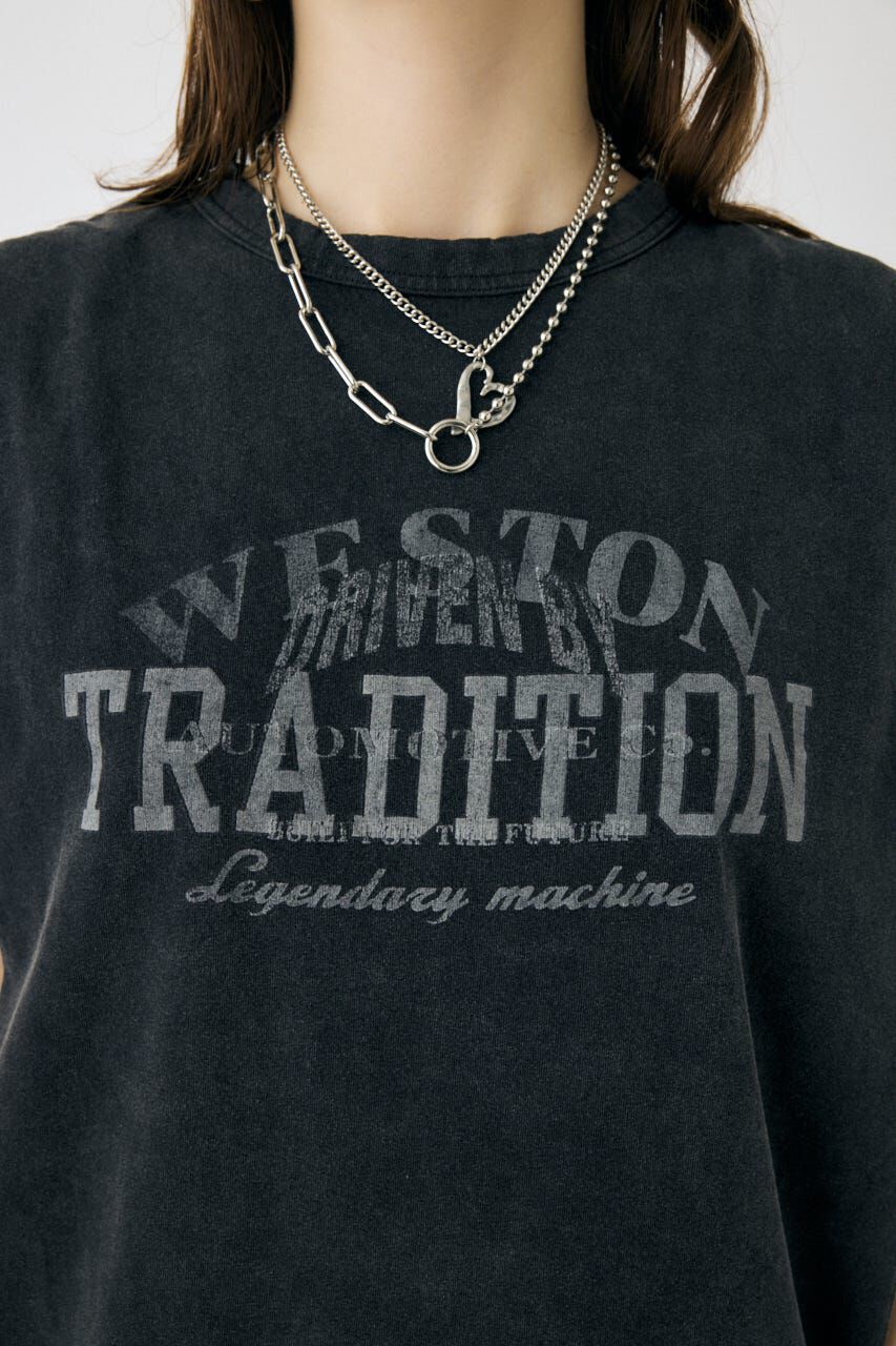 MOUSSY「OVERLAPPING LOGOS ノースリーブ TEE」|タンクトップ|