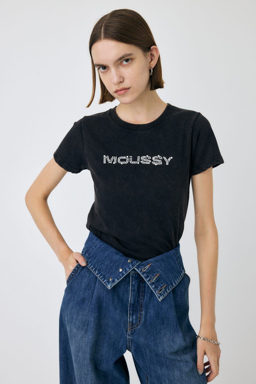 MOUSSY「LITTLE POPS ロゴ TEE」|Tシャツ・カットソー|L/BLK1