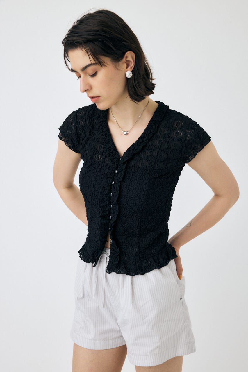 MOUSSY「RUFFLE LACE ノースリーブトップス」|Tシャツ・カットソー|