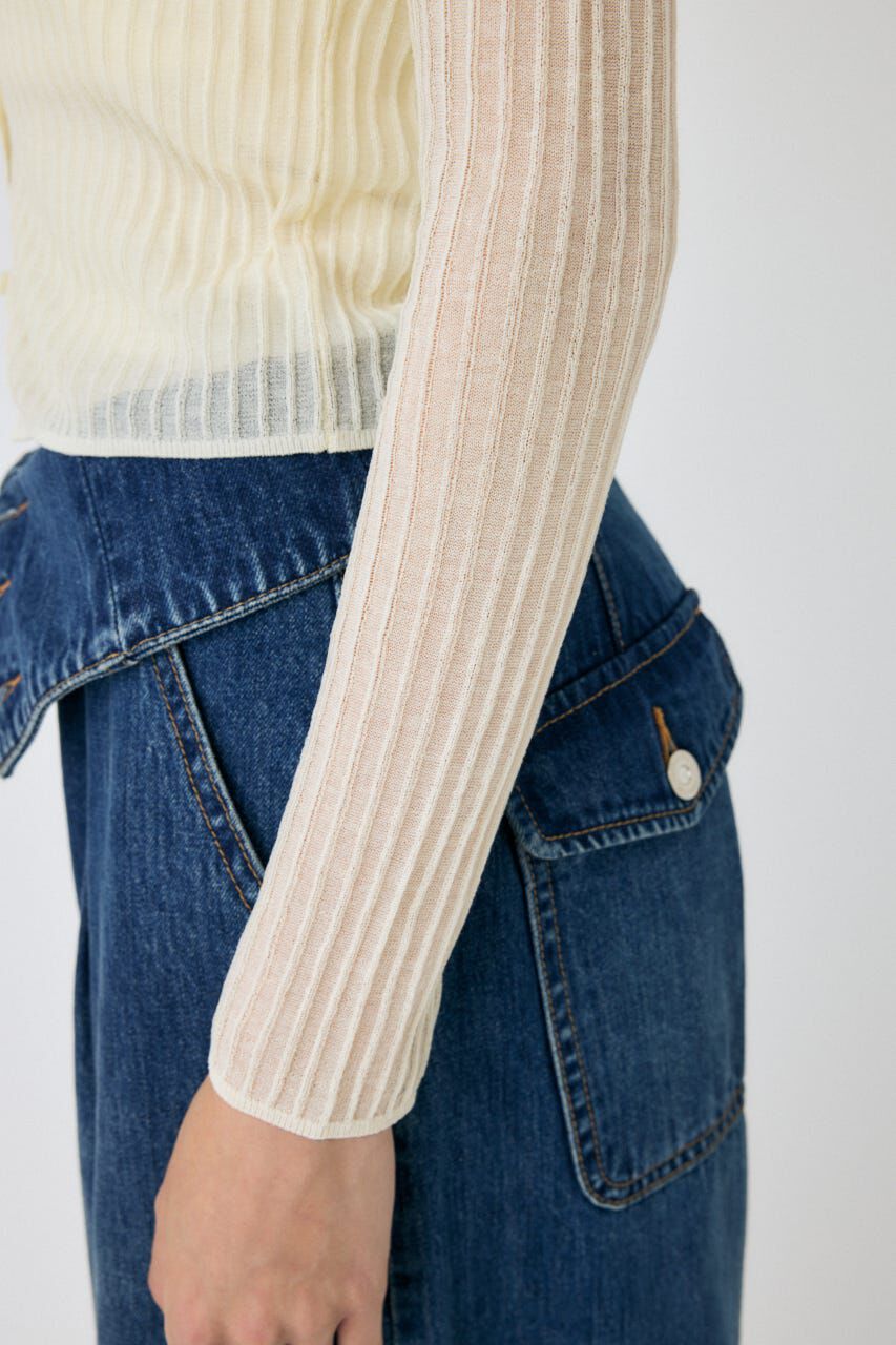 MOUSSY「SHEER RIB カーディガン」|カーディガン|