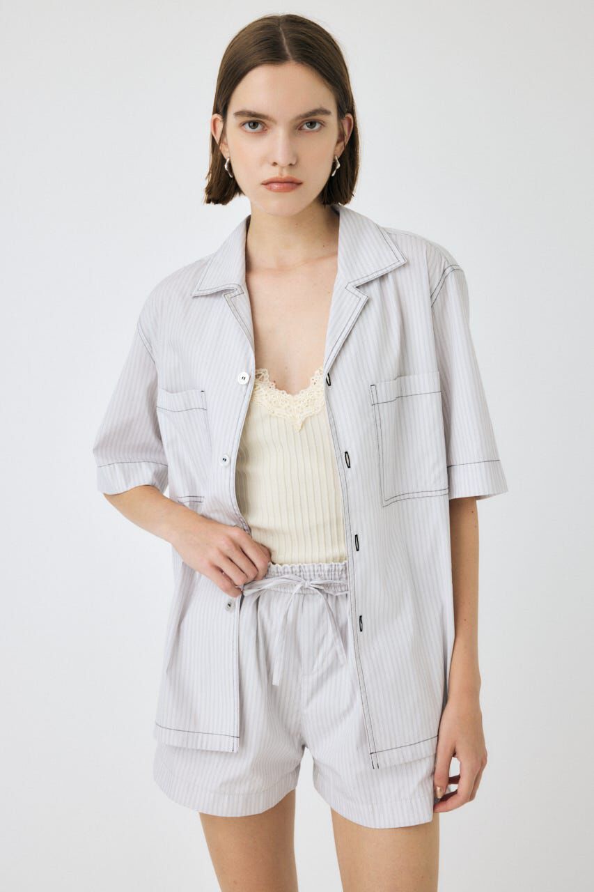 MOUSSY「OPEN COLLAR シャツ」|シャツ・ブラウス|柄WHT5